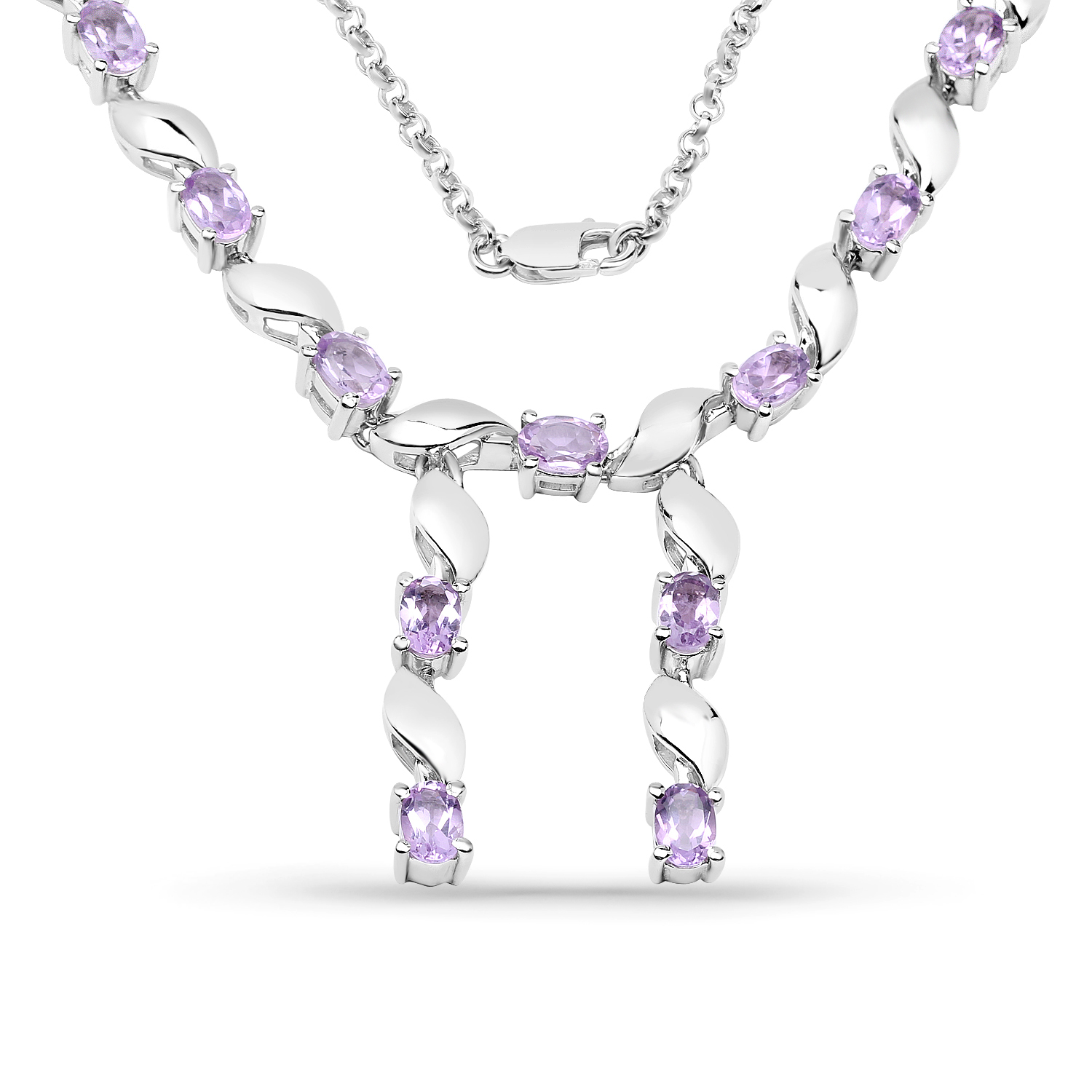 6.45 Carat Genuine Amethyst .925 Sterling Silver Necklace