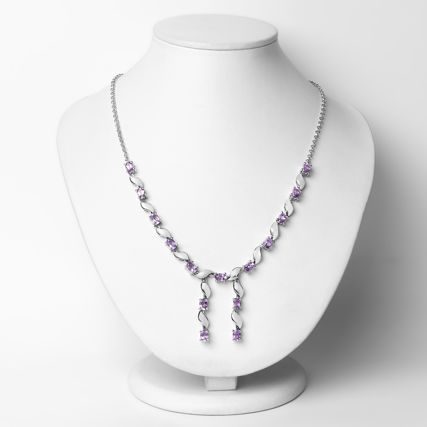 6.45 Carat Genuine Amethyst .925 Sterling Silver Necklace