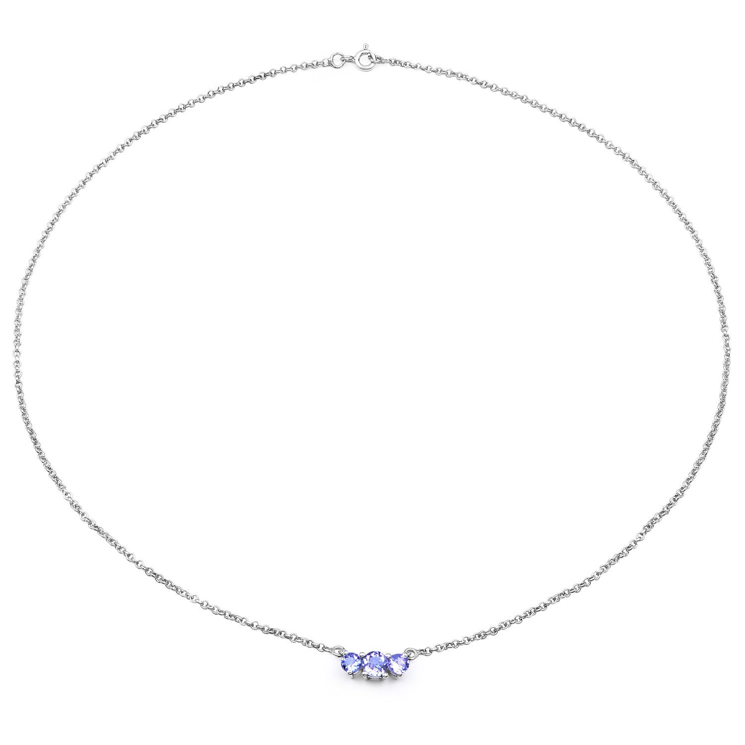 0.93 Carat Genuine Tanzanite .925 Sterling Silver Necklace