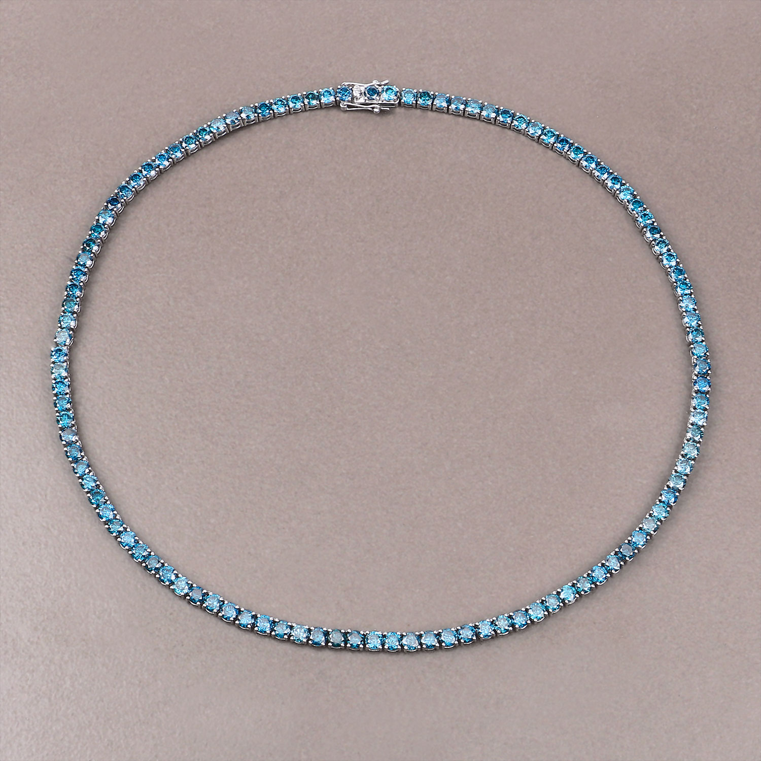 33.24 Carat Genuine Blue Diamond 14K White Gold Necklace