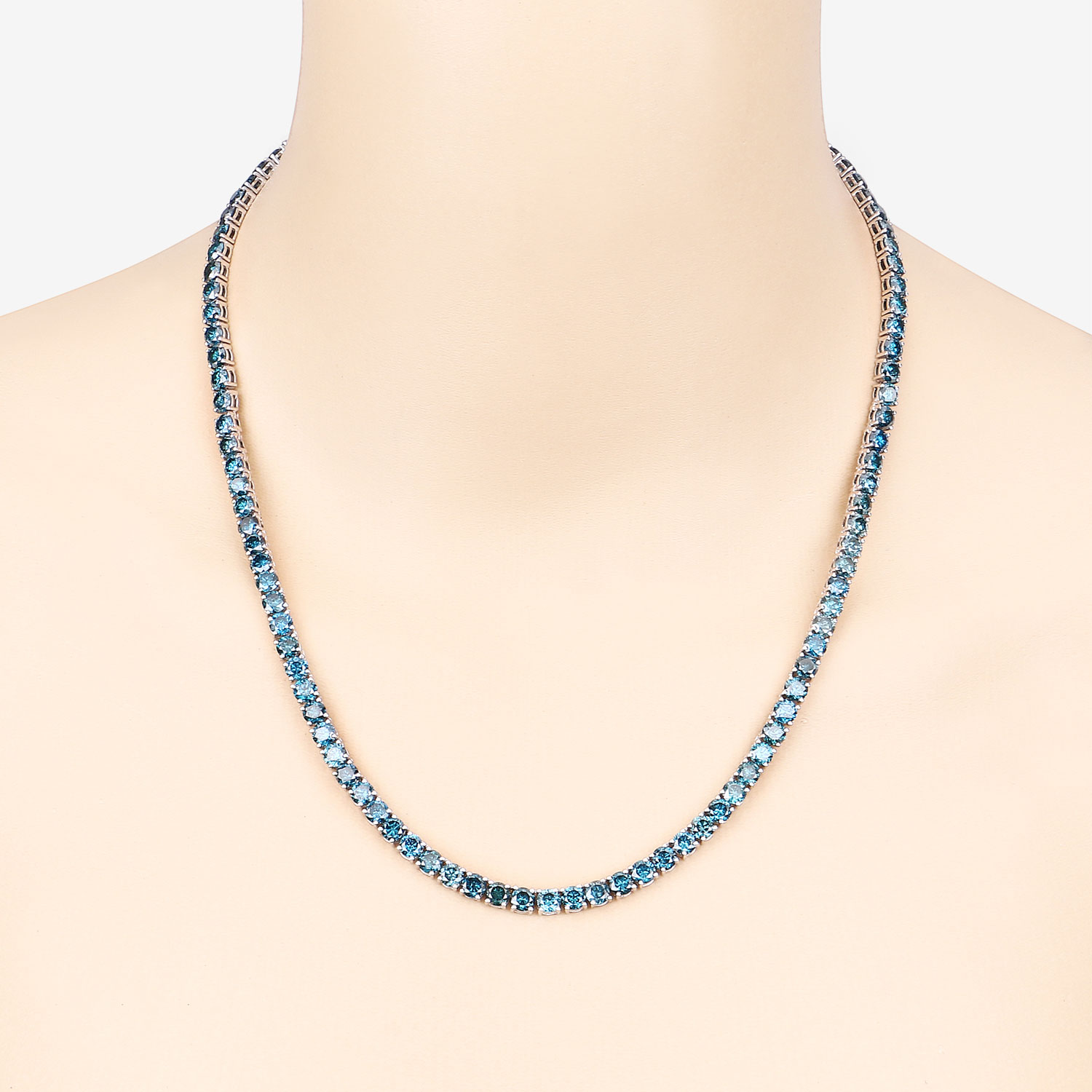 33.24 Carat Genuine Blue Diamond 14K White Gold Necklace