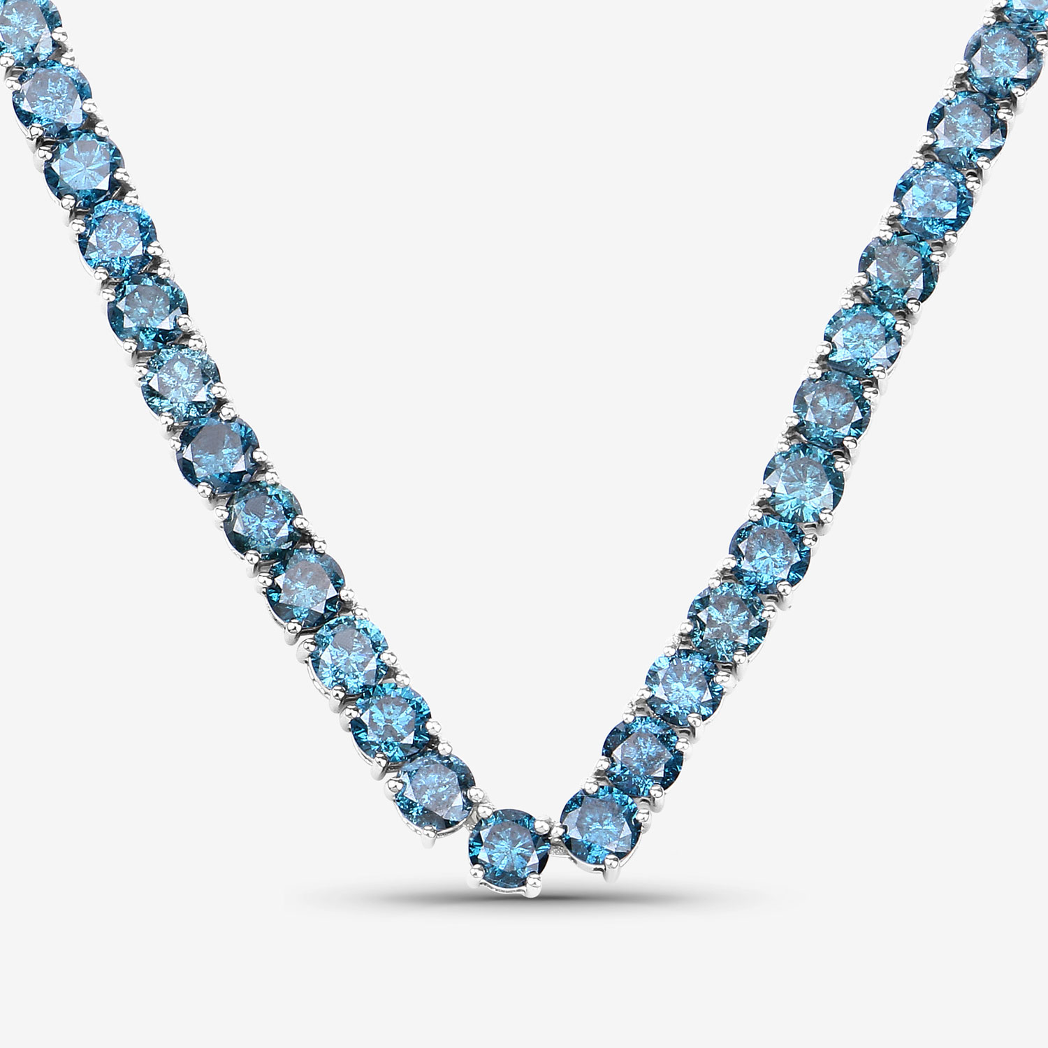33.24 Carat Genuine Blue Diamond 14K White Gold Necklace