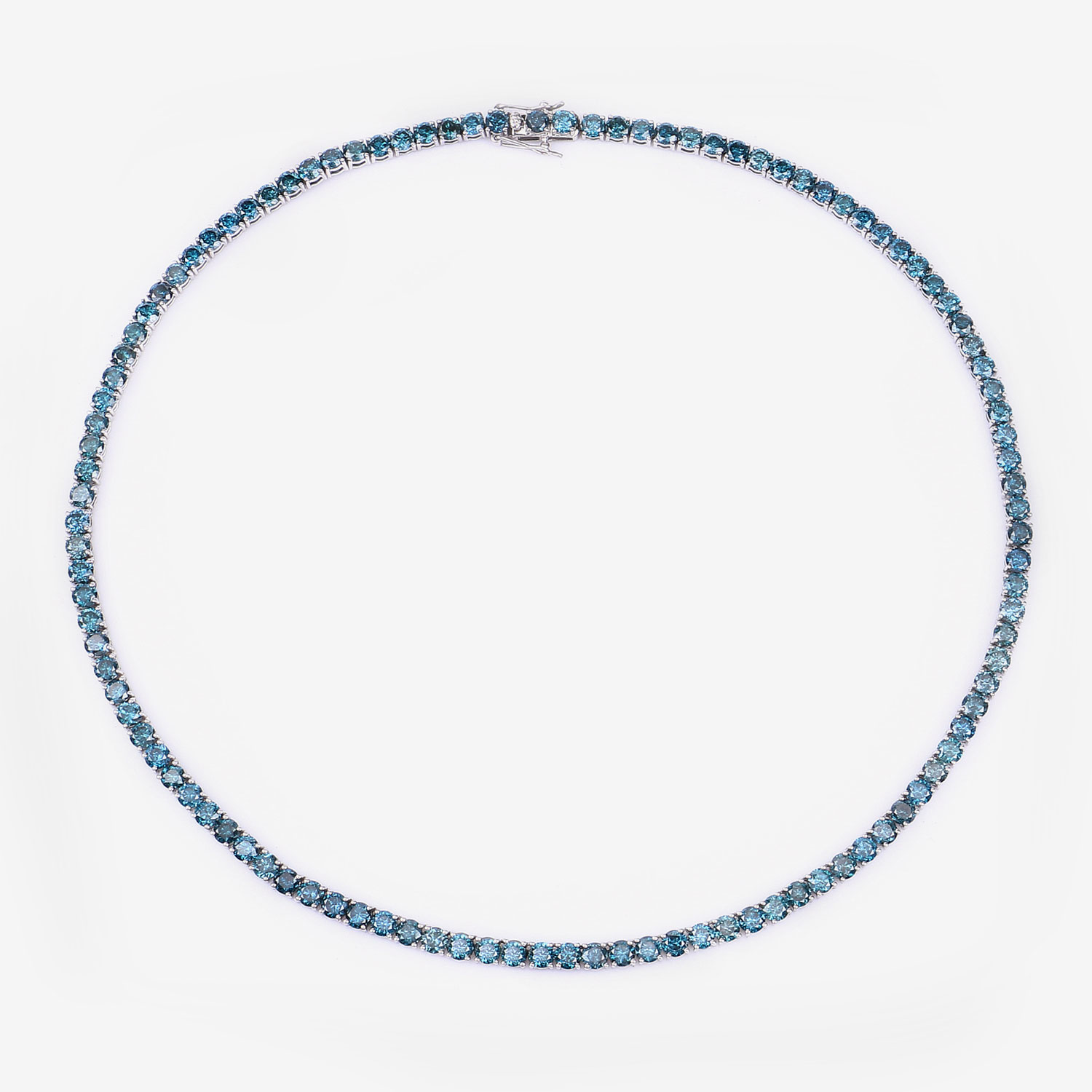 33.24 Carat Genuine Blue Diamond 14K White Gold Necklace