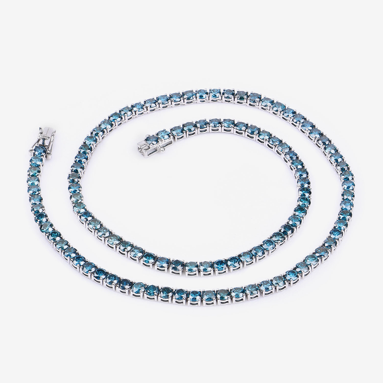 33.24 Carat Genuine Blue Diamond 14K White Gold Necklace