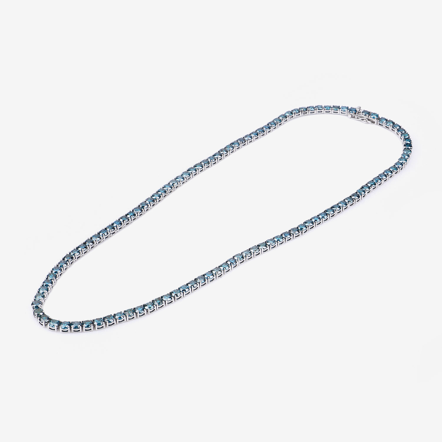 33.24 Carat Genuine Blue Diamond 14K White Gold Necklace