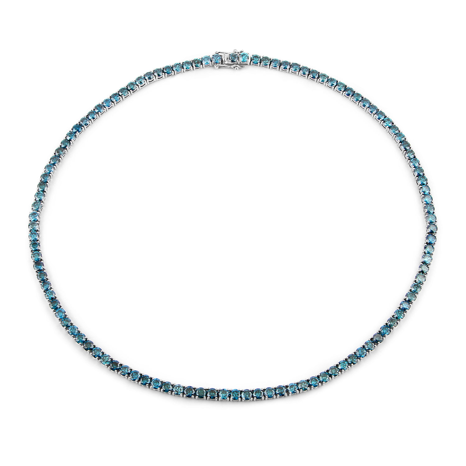 33.24 Carat Genuine Blue Diamond 14K White Gold Necklace