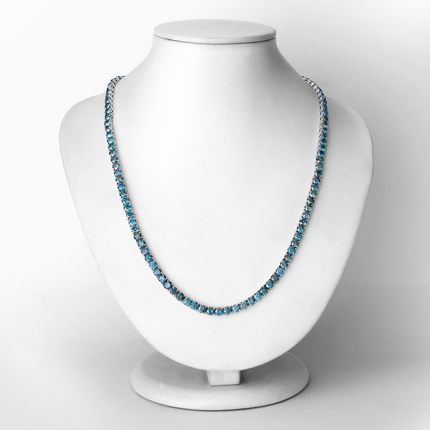 33.24 Carat Genuine Blue Diamond 14K White Gold Necklace