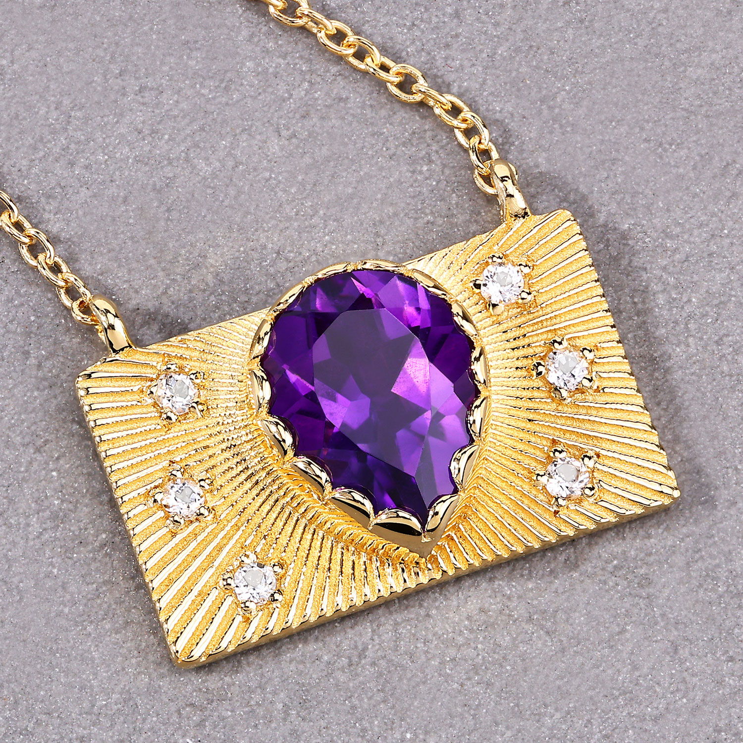 1.53 Carat Genuine Amethyst and White Topaz .925 Sterling Silver Necklace