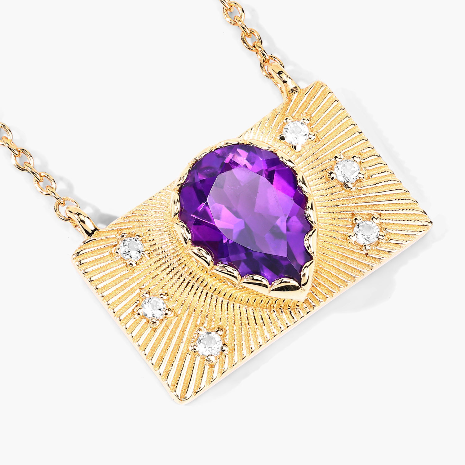 1.53 Carat Genuine Amethyst and White Topaz .925 Sterling Silver Necklace