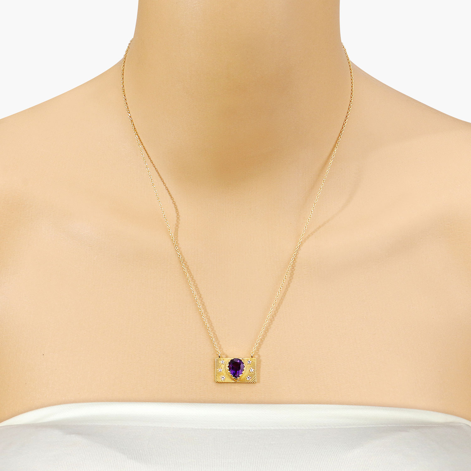 1.53 Carat Genuine Amethyst and White Topaz .925 Sterling Silver Necklace