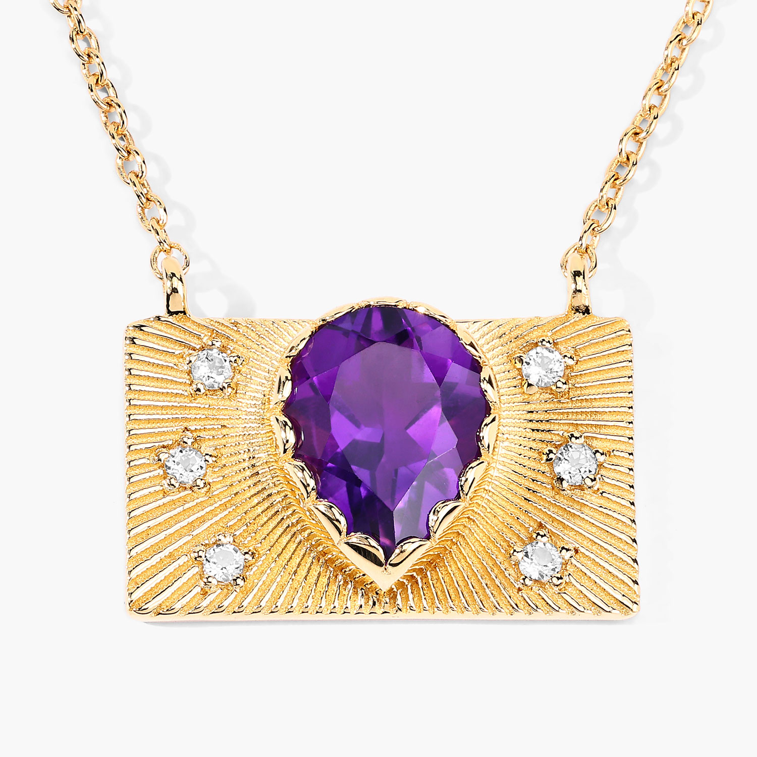 1.53 Carat Genuine Amethyst and White Topaz .925 Sterling Silver Necklace