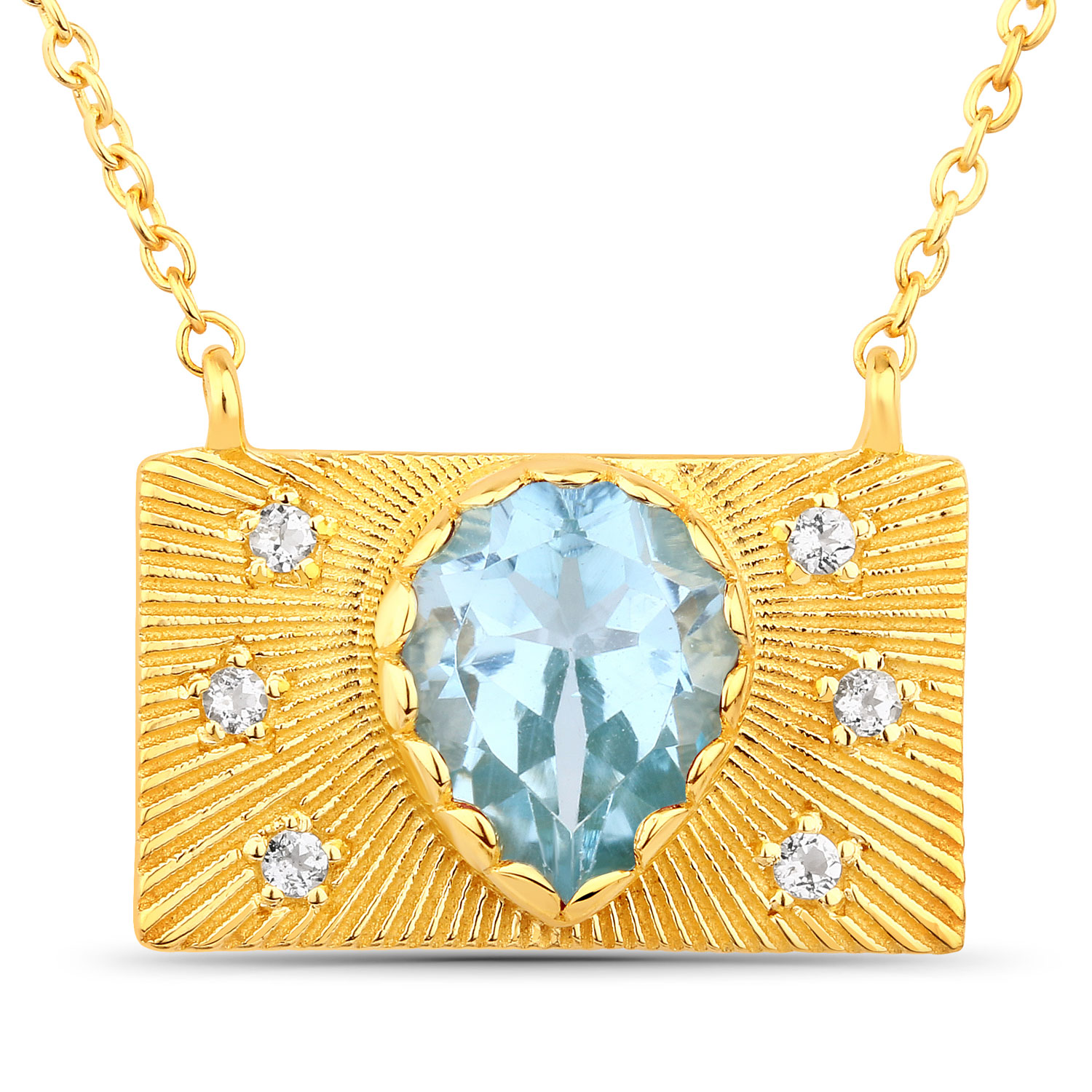 2.03 Carat Genuine Blue Topaz and White Topaz .925 Sterling Silver Necklace