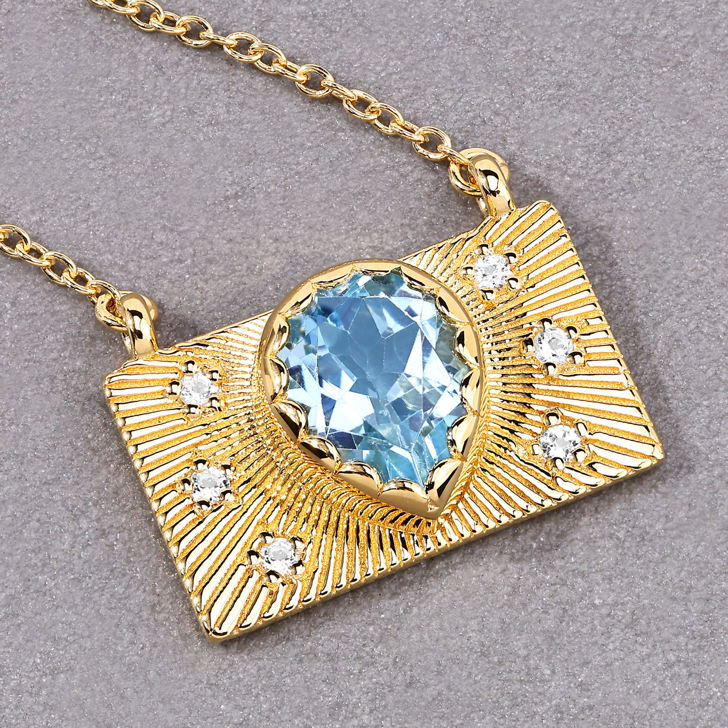 2.03 Carat Genuine Blue Topaz and White Topaz .925 Sterling Silver Necklace