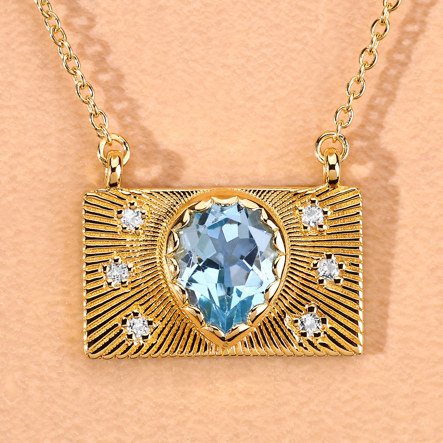 2.03 Carat Genuine Blue Topaz and White Topaz .925 Sterling Silver Necklace