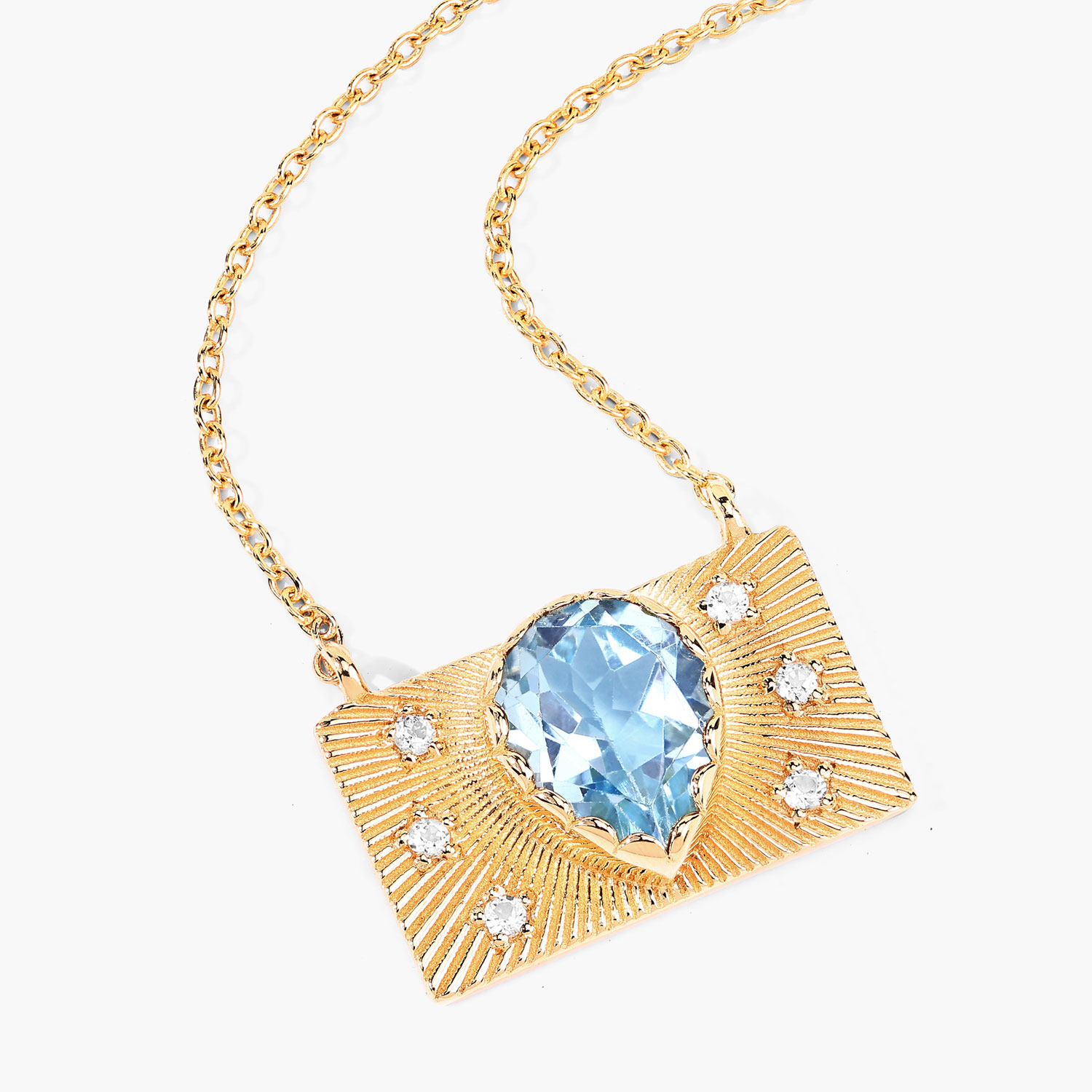 2.03 Carat Genuine Blue Topaz and White Topaz .925 Sterling Silver Necklace