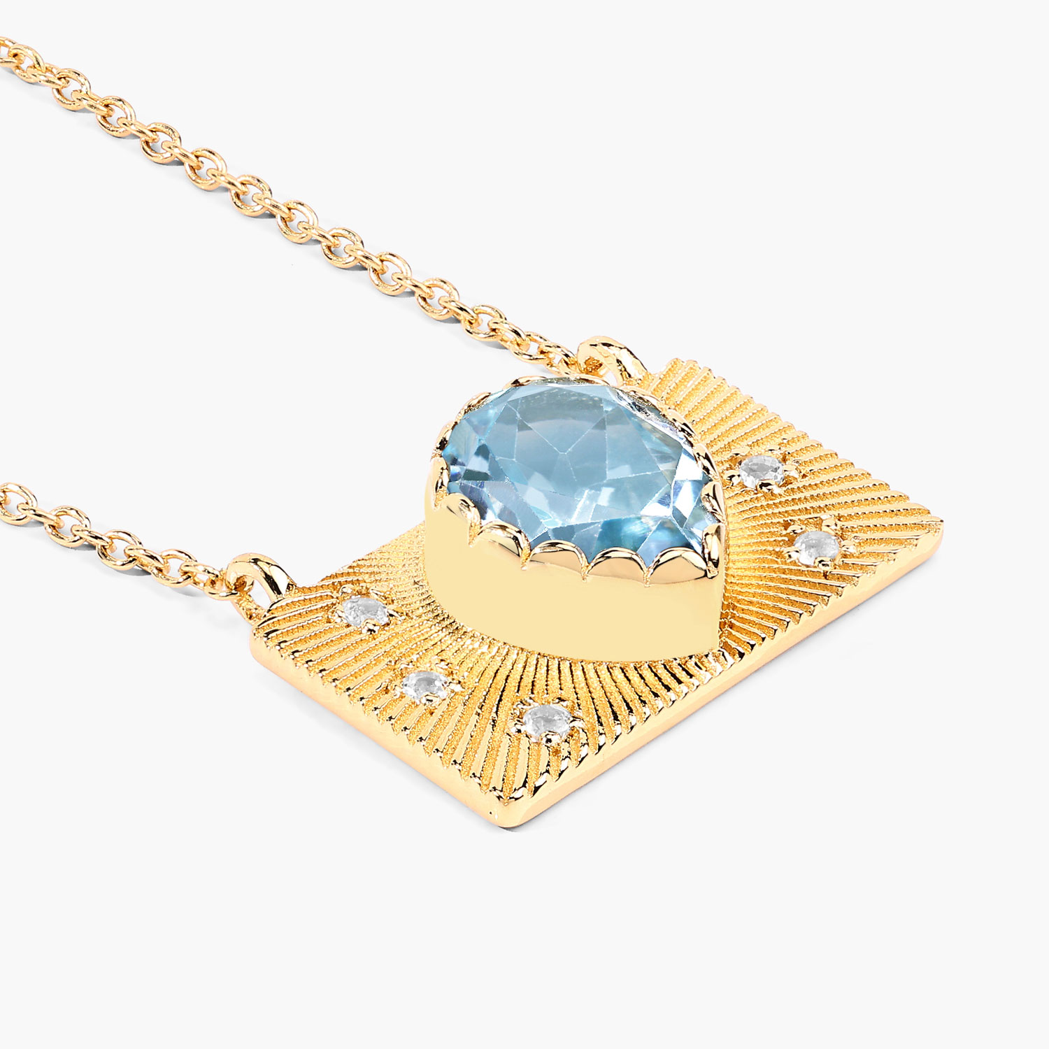 2.03 Carat Genuine Blue Topaz and White Topaz .925 Sterling Silver Necklace