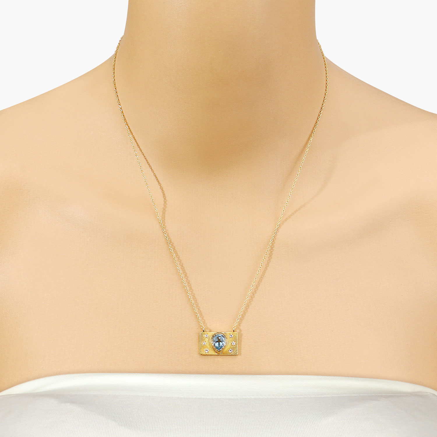 2.03 Carat Genuine Blue Topaz and White Topaz .925 Sterling Silver Necklace