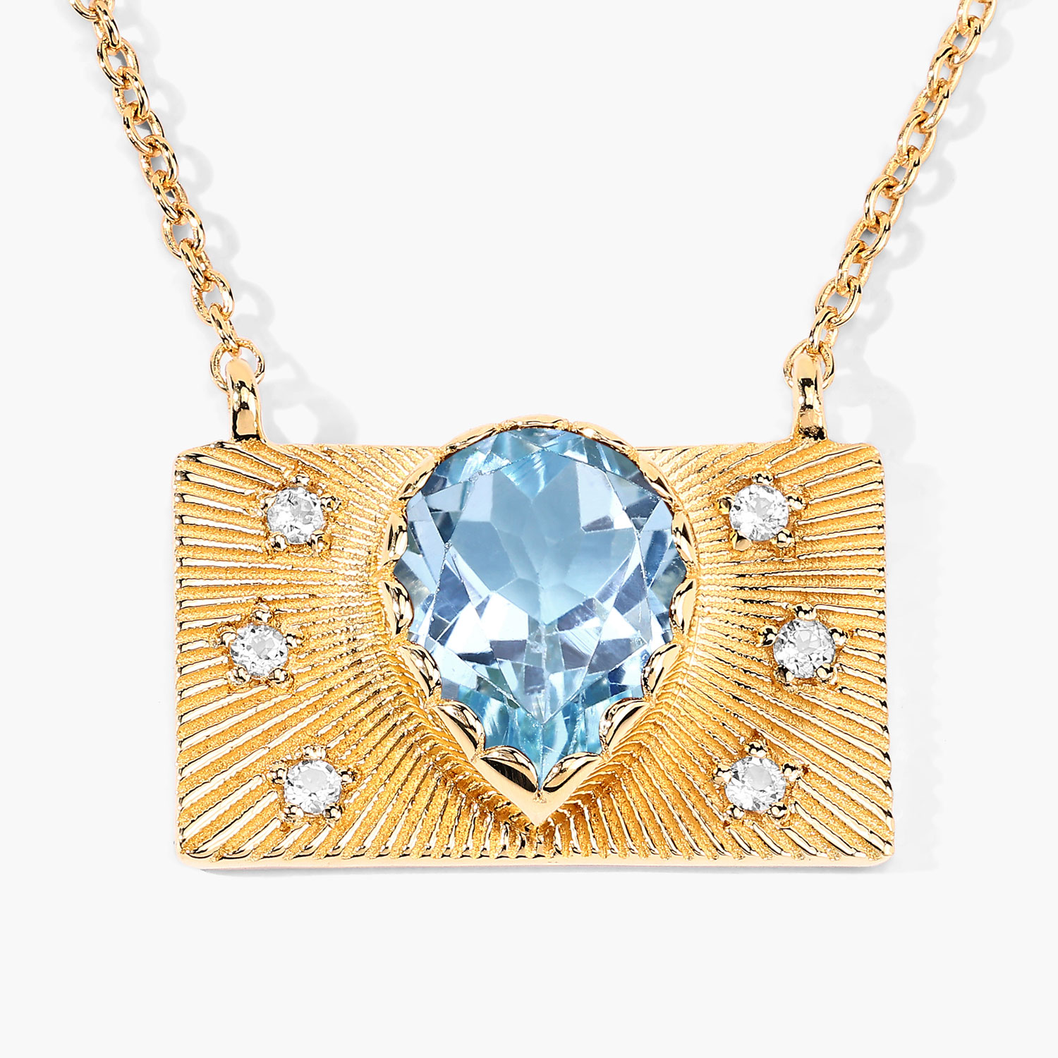 2.03 Carat Genuine Blue Topaz and White Topaz .925 Sterling Silver Necklace