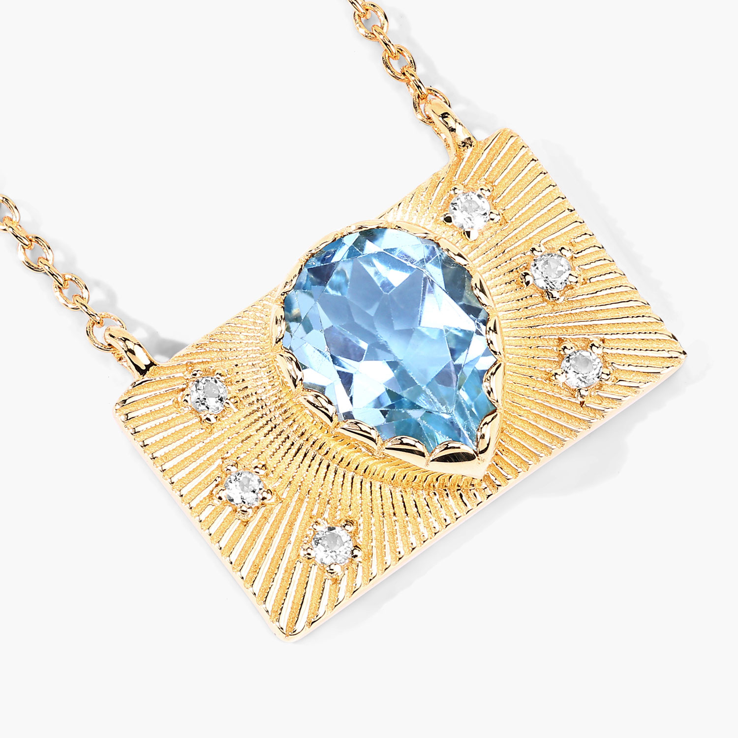 2.03 Carat Genuine Blue Topaz and White Topaz .925 Sterling Silver Necklace