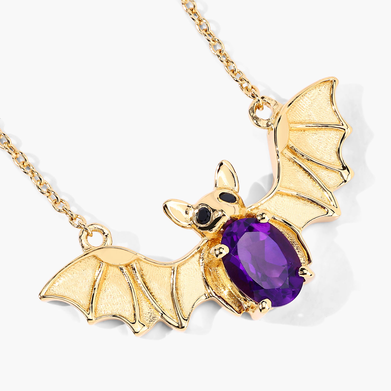 0.83 Carat Genuine Amethyst and Black Spinel .925 Sterling Silver Necklace