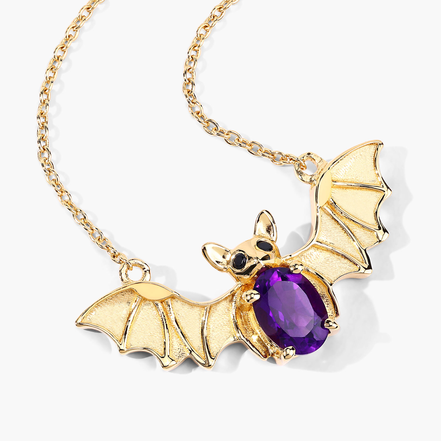 0.83 Carat Genuine Amethyst and Black Spinel .925 Sterling Silver Necklace