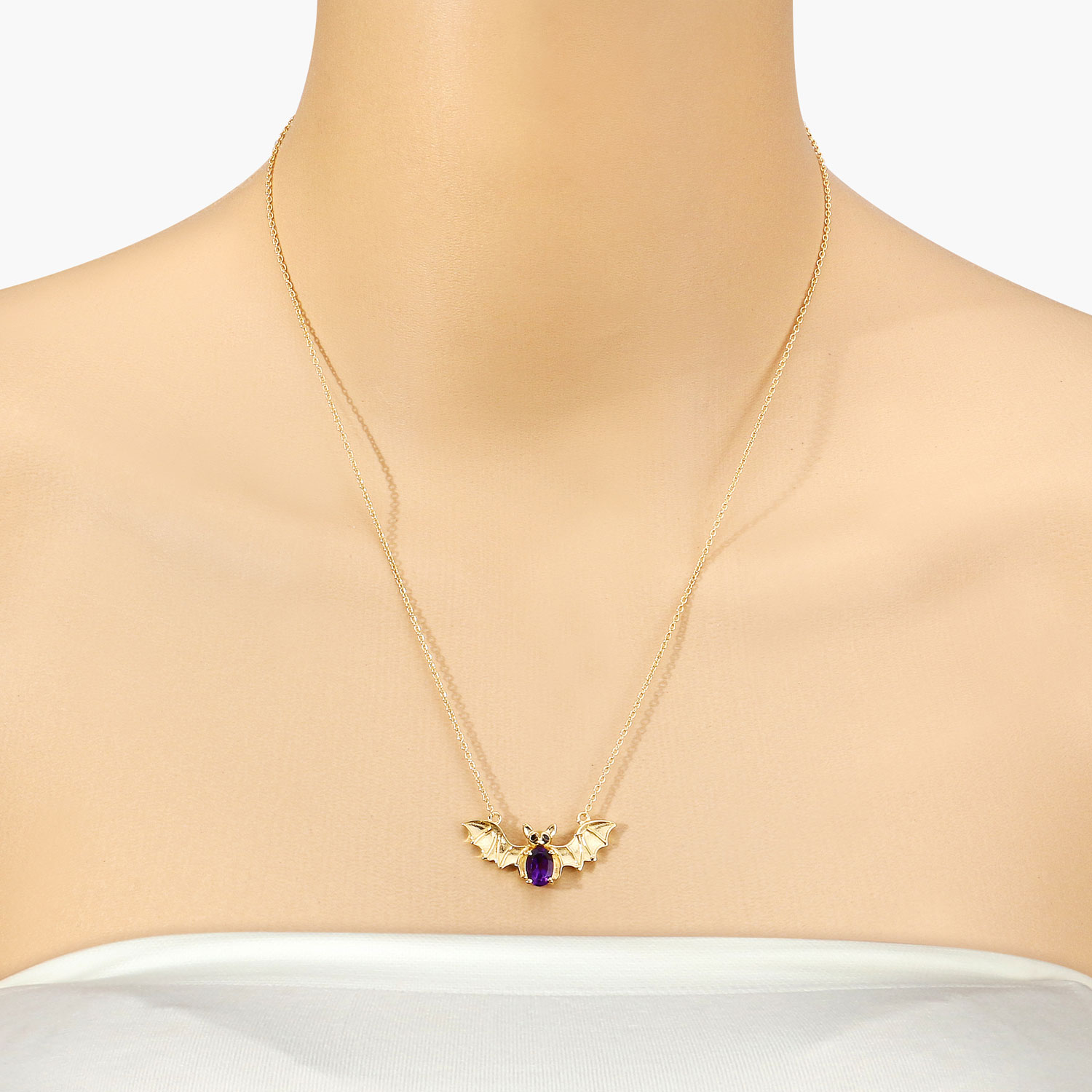 0.83 Carat Genuine Amethyst and Black Spinel .925 Sterling Silver Necklace
