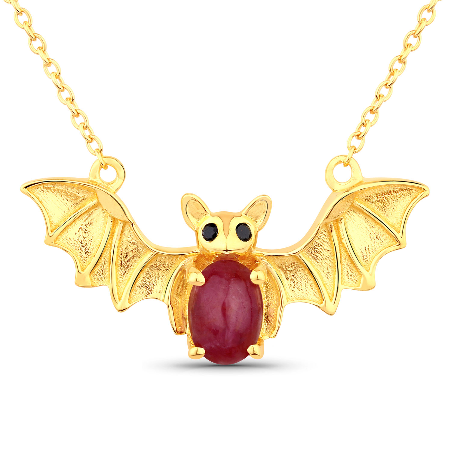 1.18 Carat Genuine Ruby and Black Spinel .925 Sterling Silver Necklace