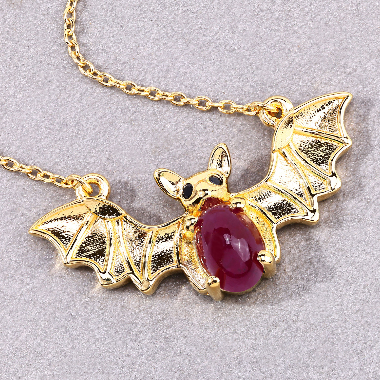 1.18 Carat Genuine Ruby and Black Spinel .925 Sterling Silver Necklace