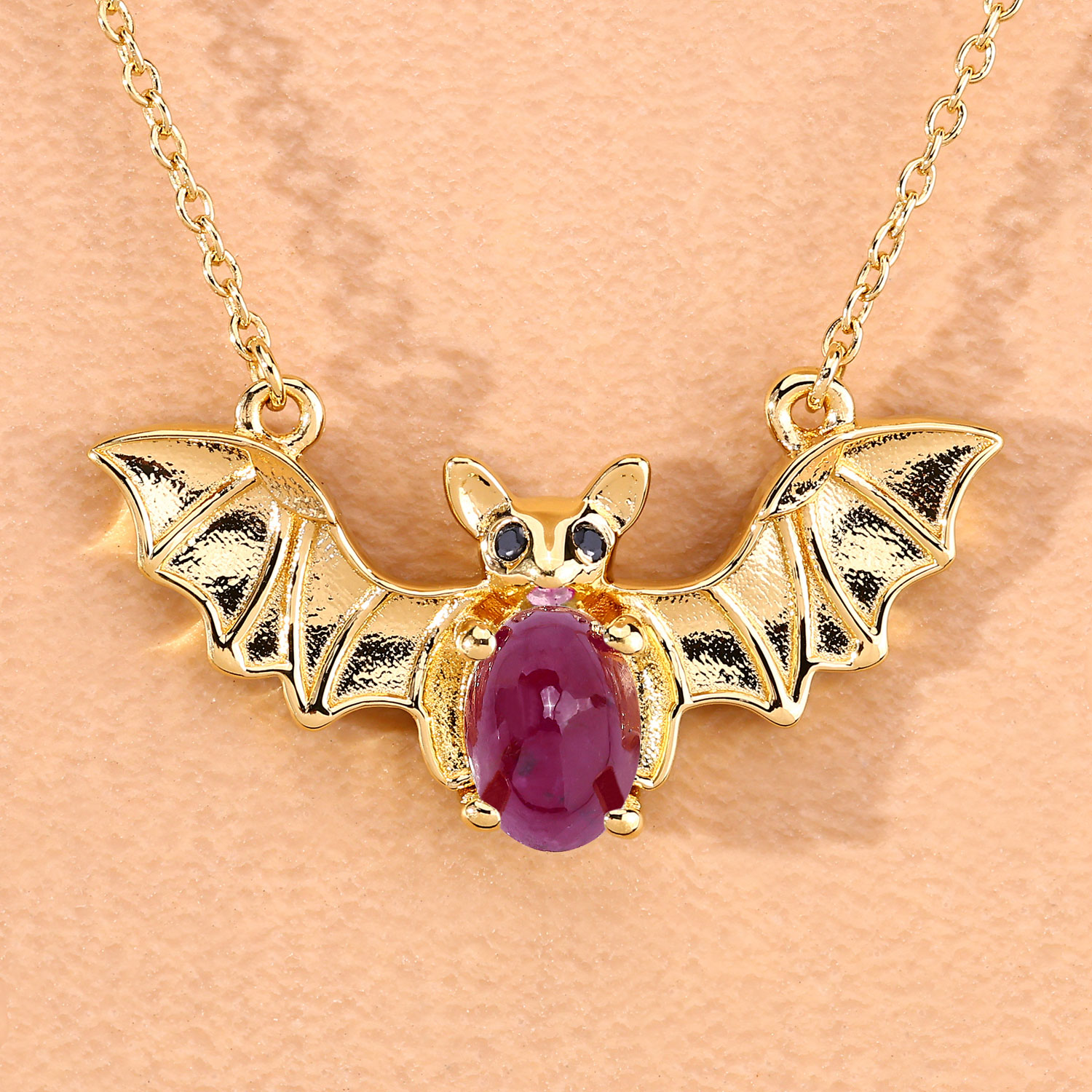 1.18 Carat Genuine Ruby and Black Spinel .925 Sterling Silver Necklace