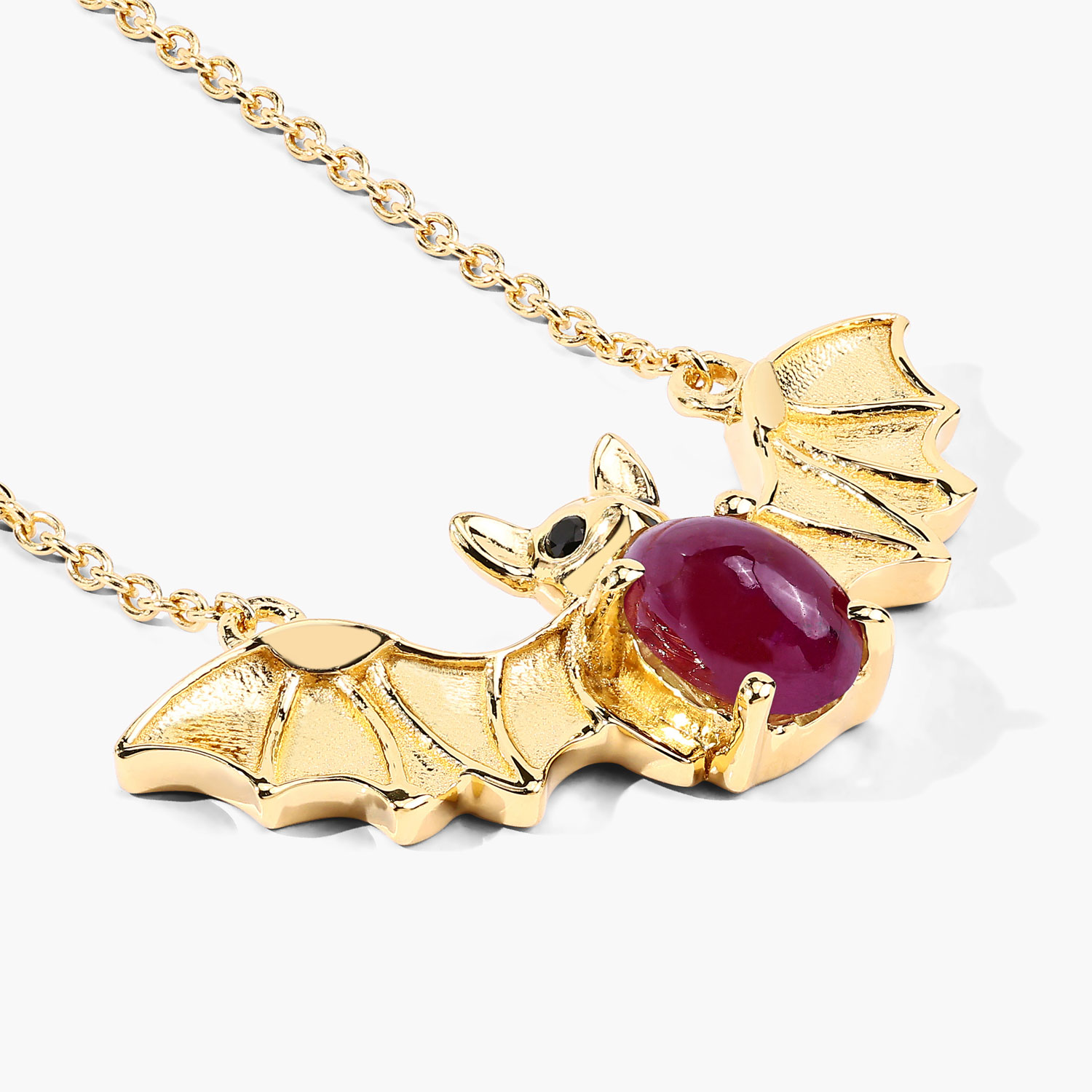 1.18 Carat Genuine Ruby and Black Spinel .925 Sterling Silver Necklace