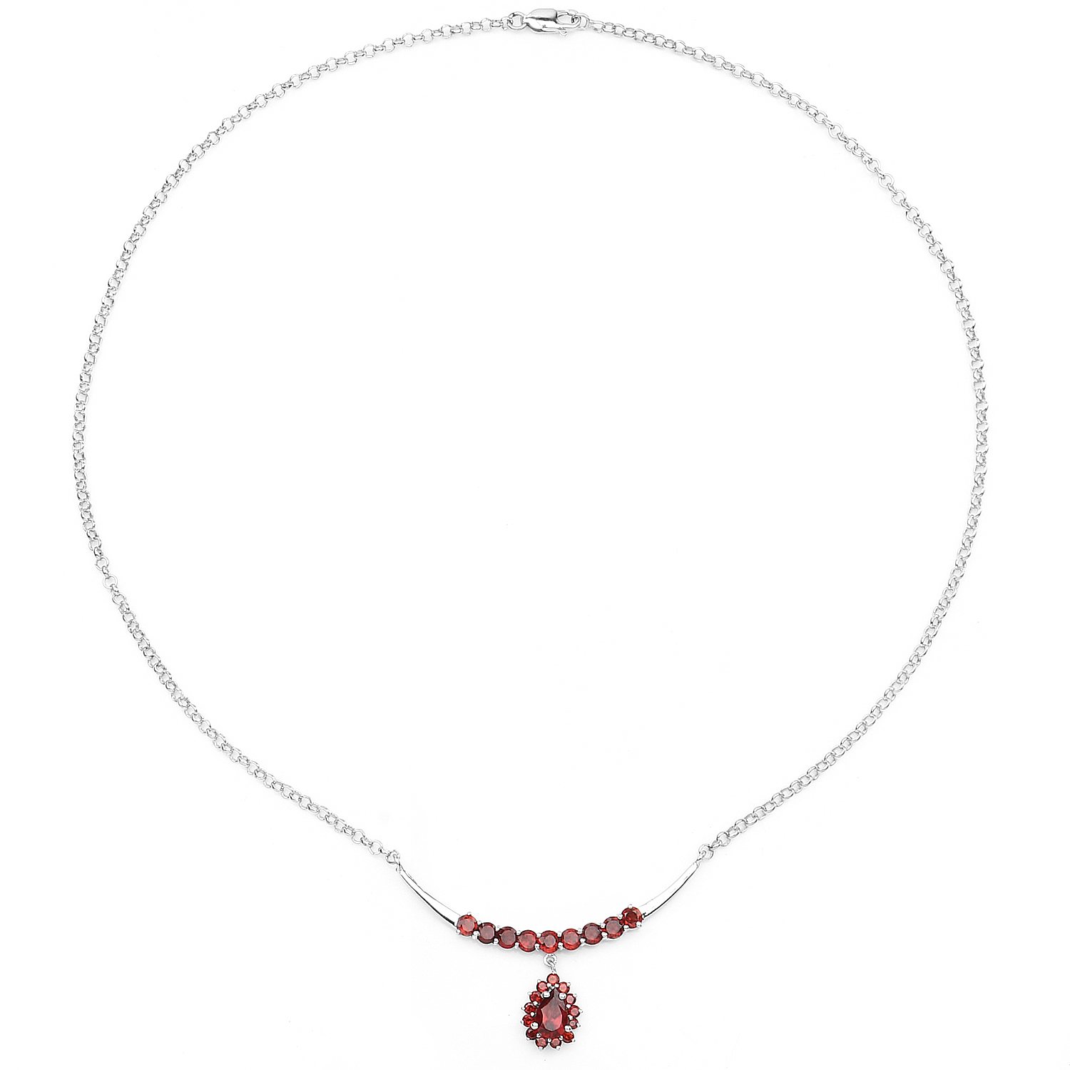 3.50 Carat Genuine Garnet .925 Sterling Silver Necklace
