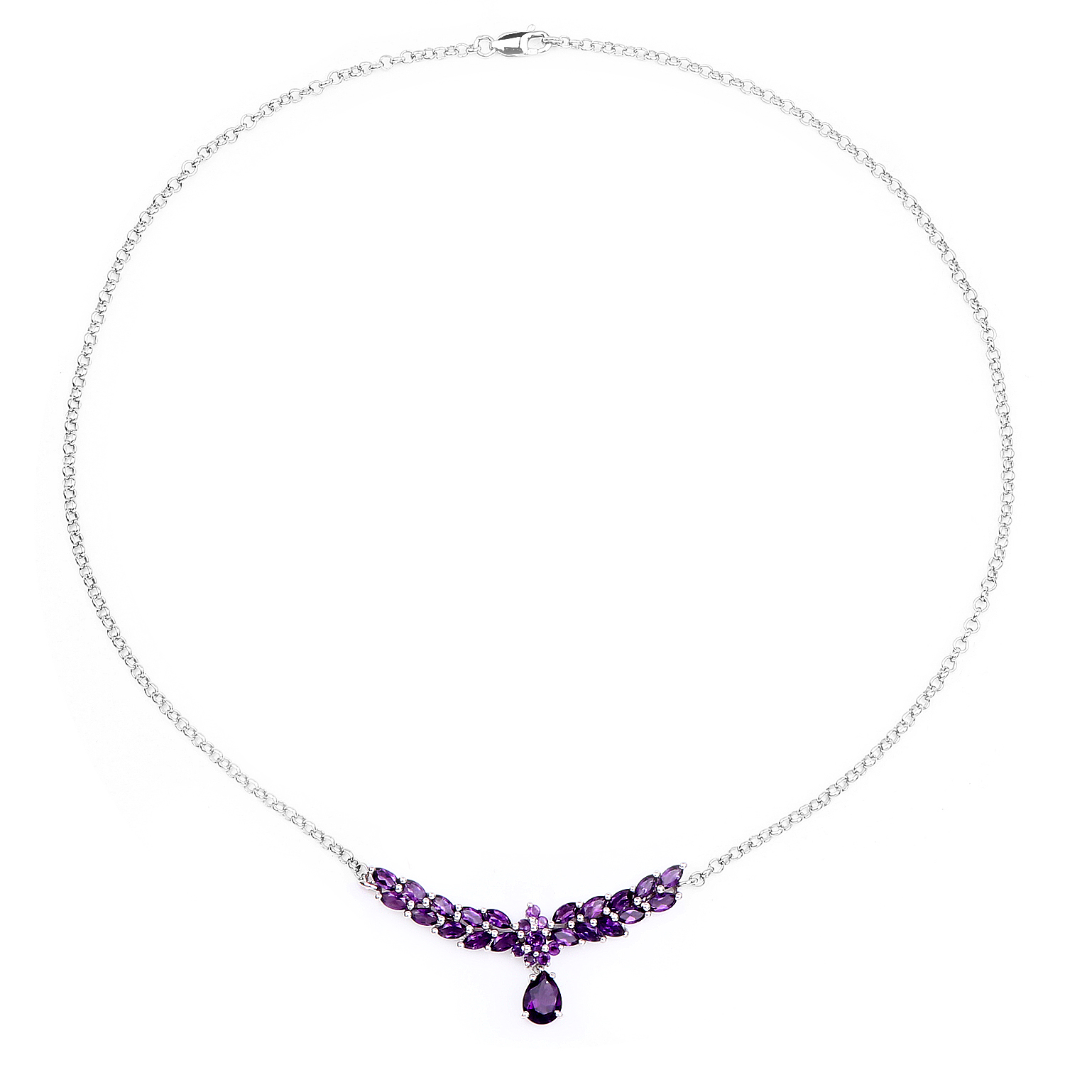 4.31 Carat Genuine Amethyst .925 Sterling Silver Necklace