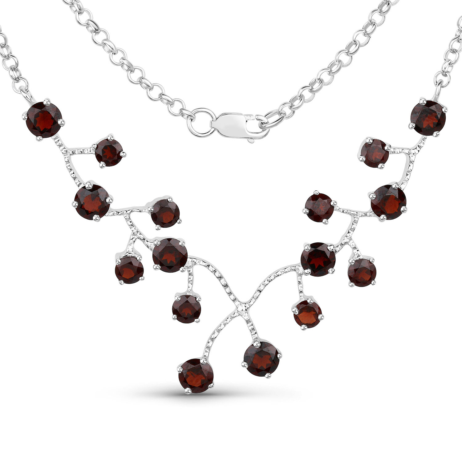 Stunning 925 Sterling Silver online Garnet Necklace