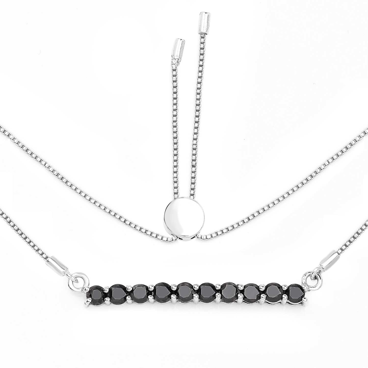 1.47 Carat Genuine Black Diamond .925 Sterling Silver Necklace