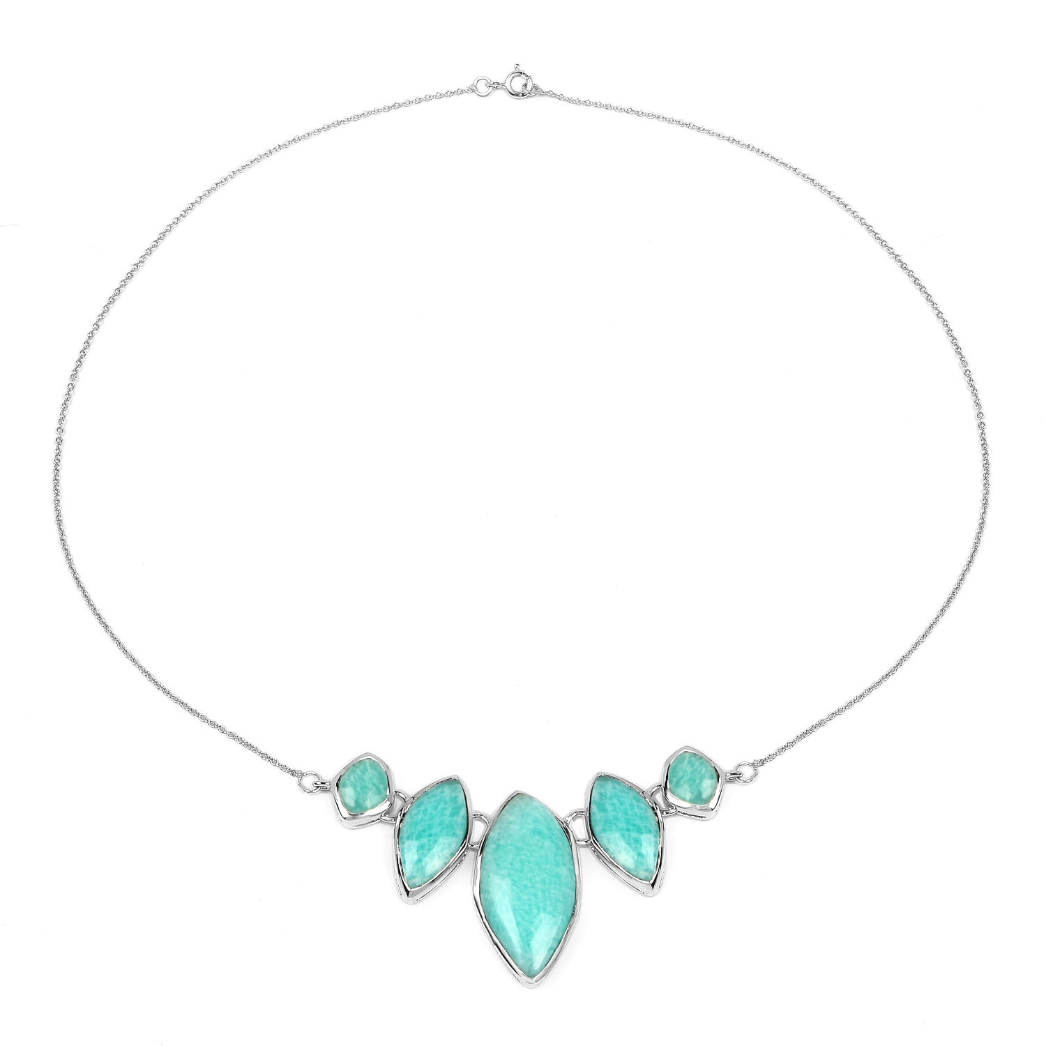 39.35 Carat Genuine Amazonite .925 Sterling Silver Necklace
