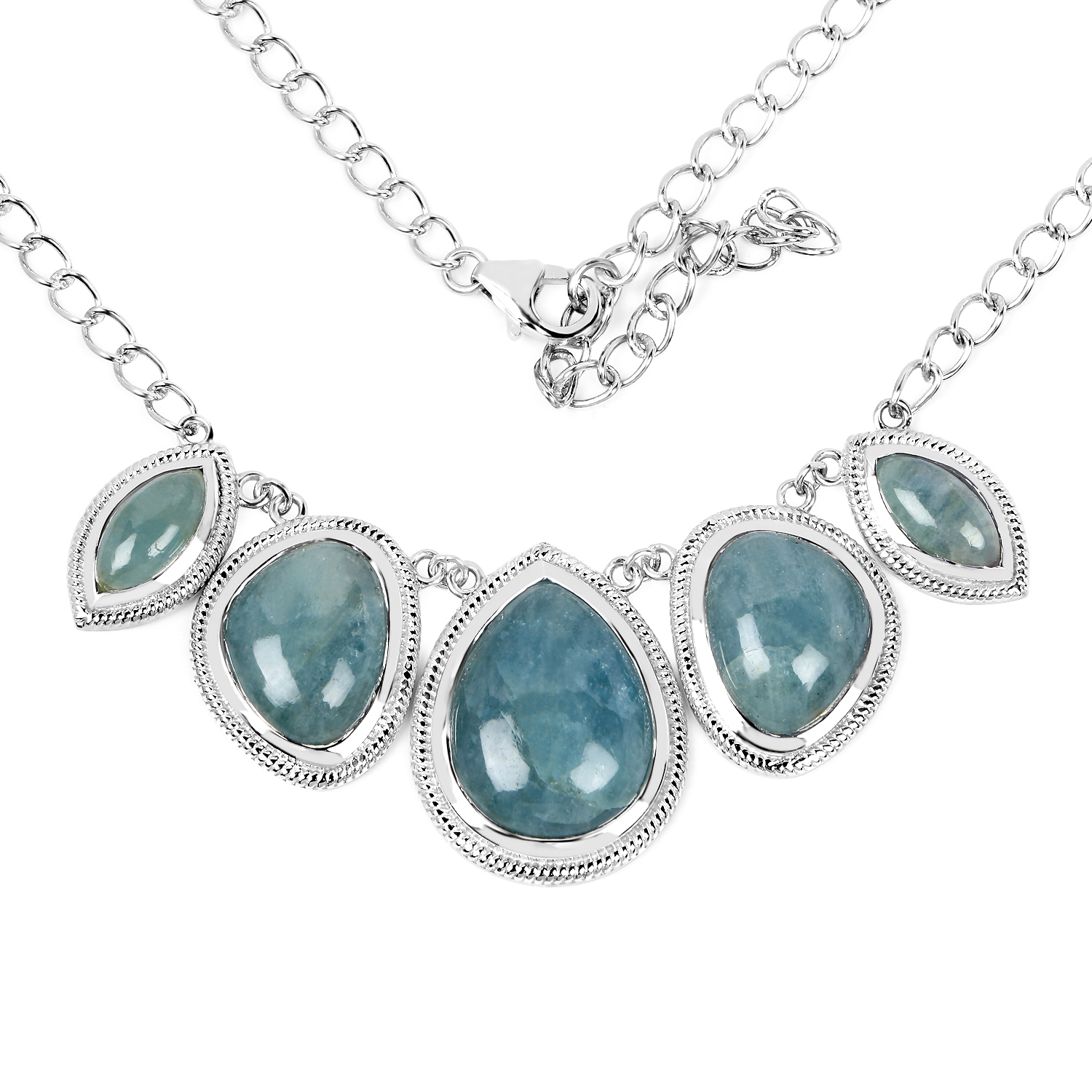 31.15 Carat Genuine Aquamarine .925 Sterling Silver Necklace
