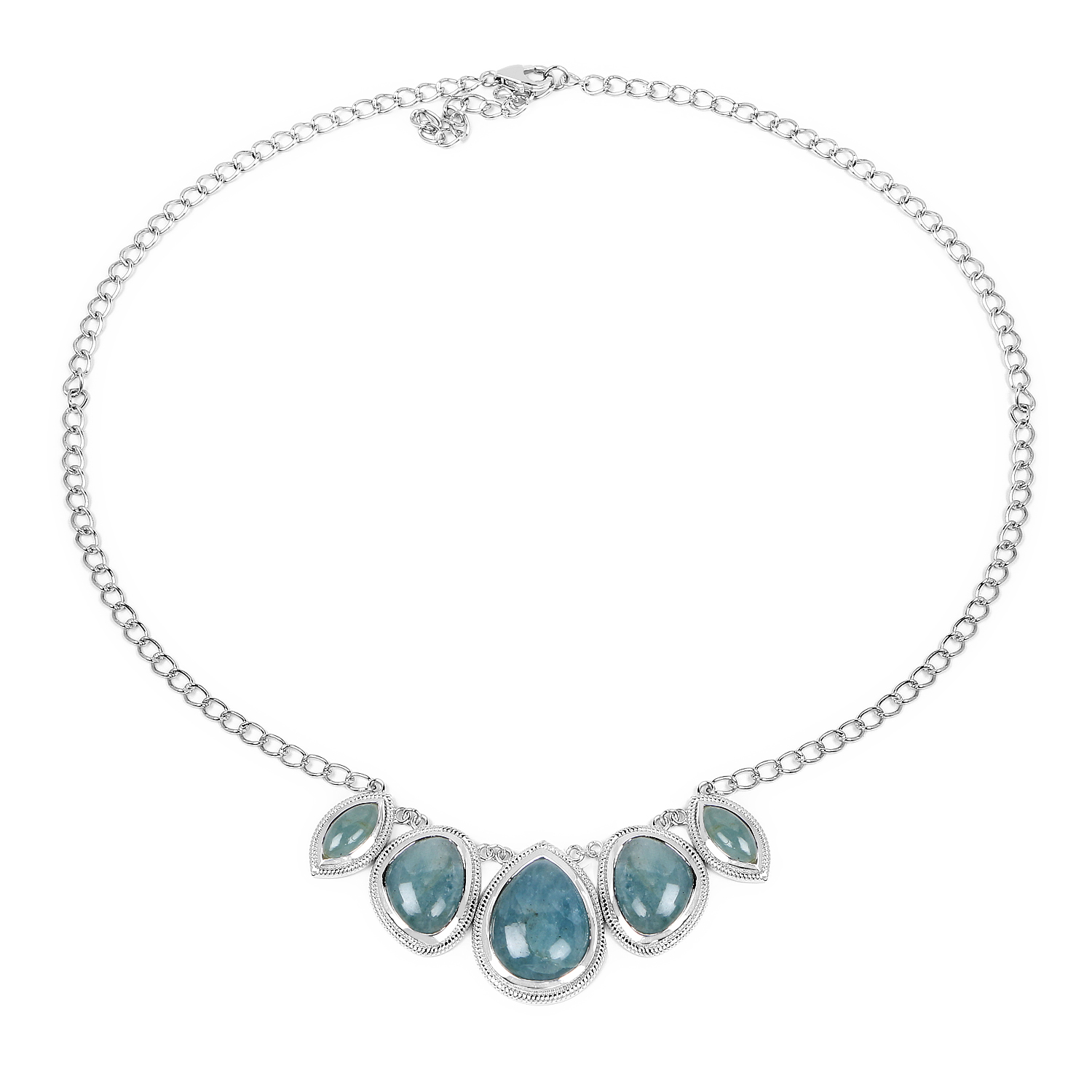 31.15 Carat Genuine Aquamarine .925 Sterling Silver Necklace