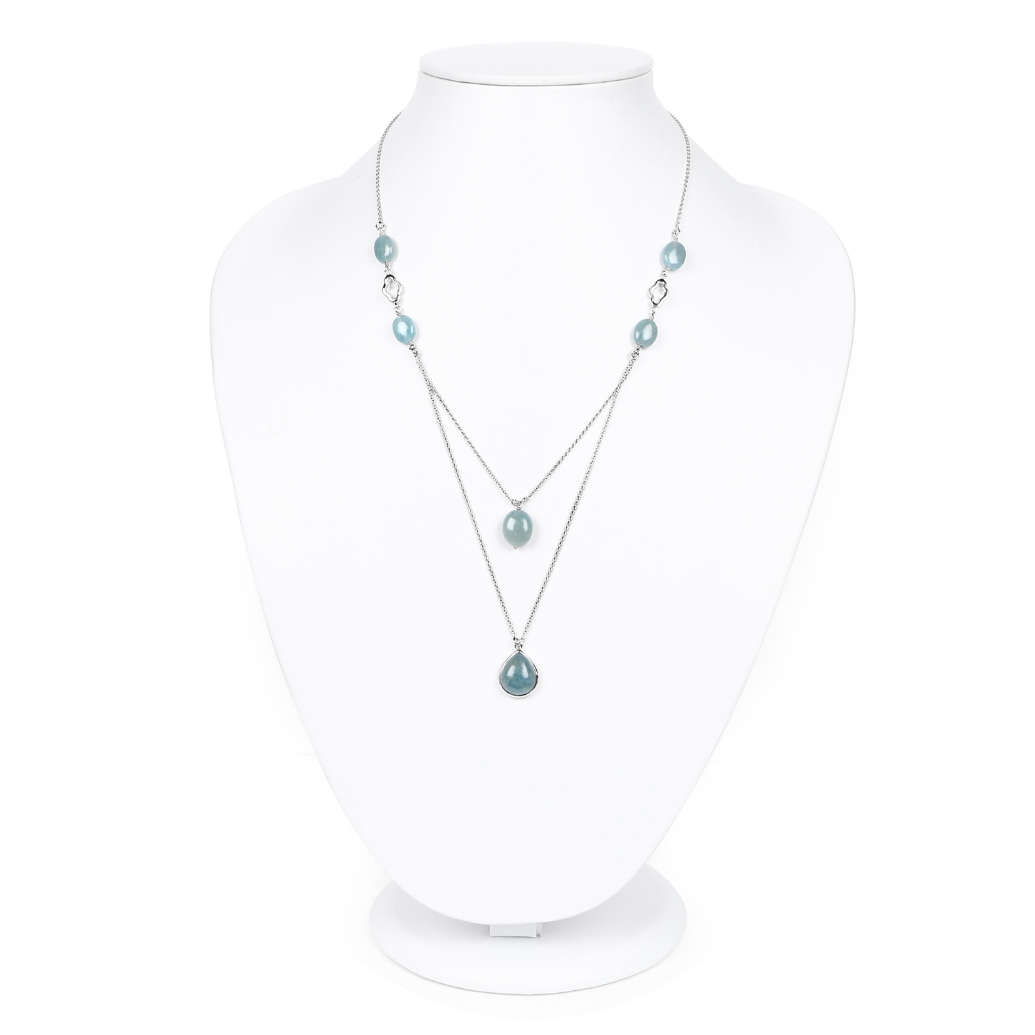 29.04 Carat Genuine Aquamarine .925 Sterling Silver Necklace