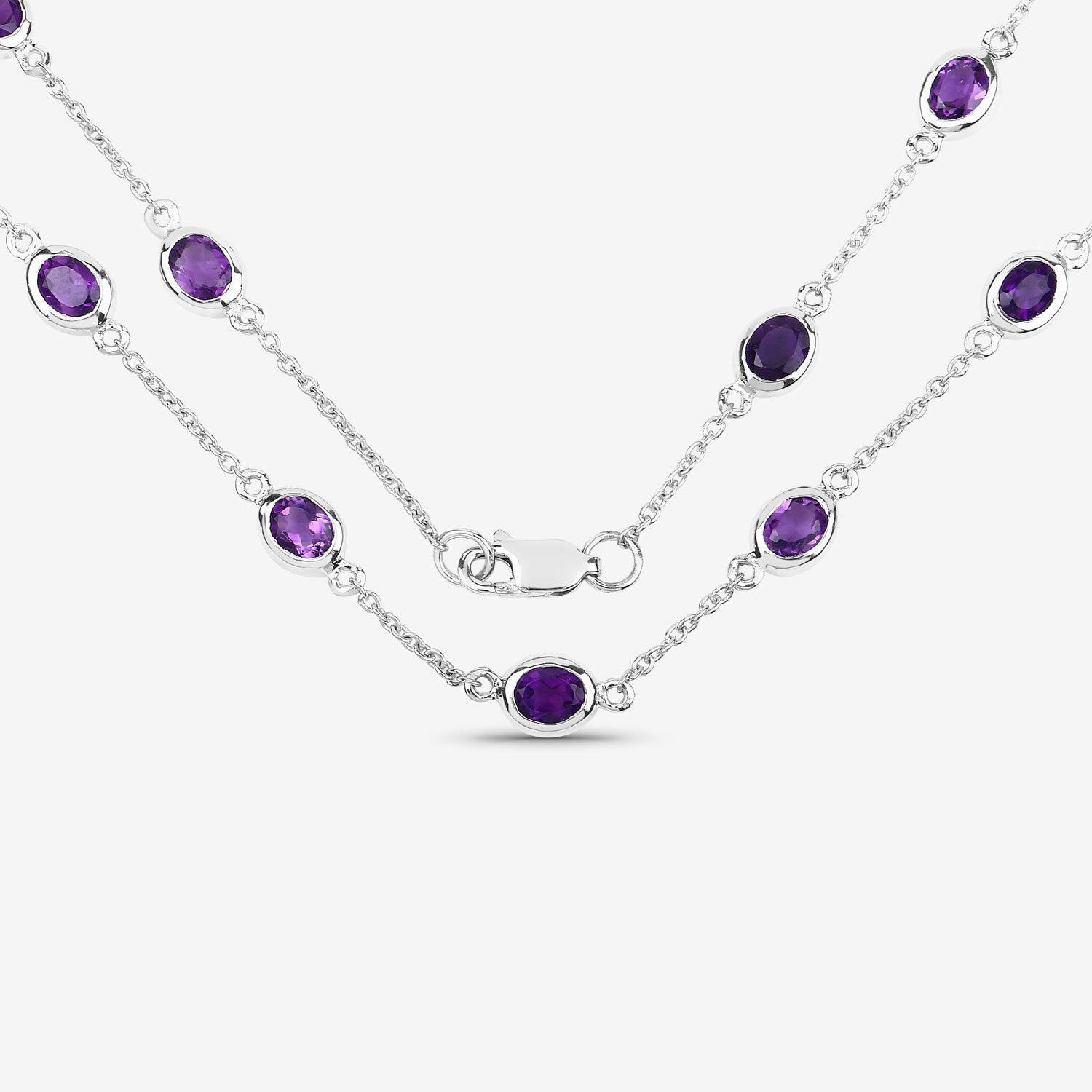 6.12 Carat Genuine Amethyst .925 Sterling Silver Necklace