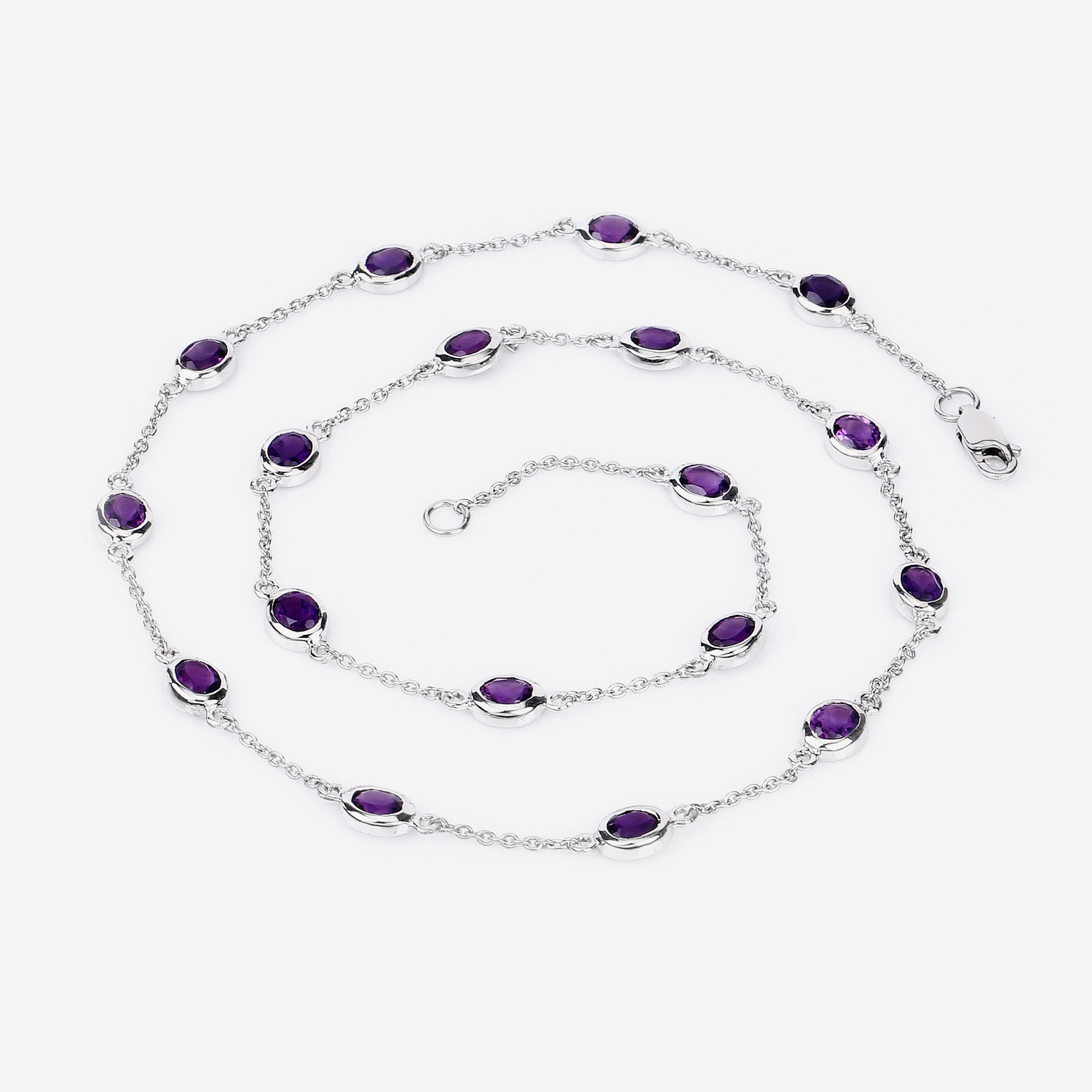 6.12 Carat Genuine Amethyst .925 Sterling Silver Necklace