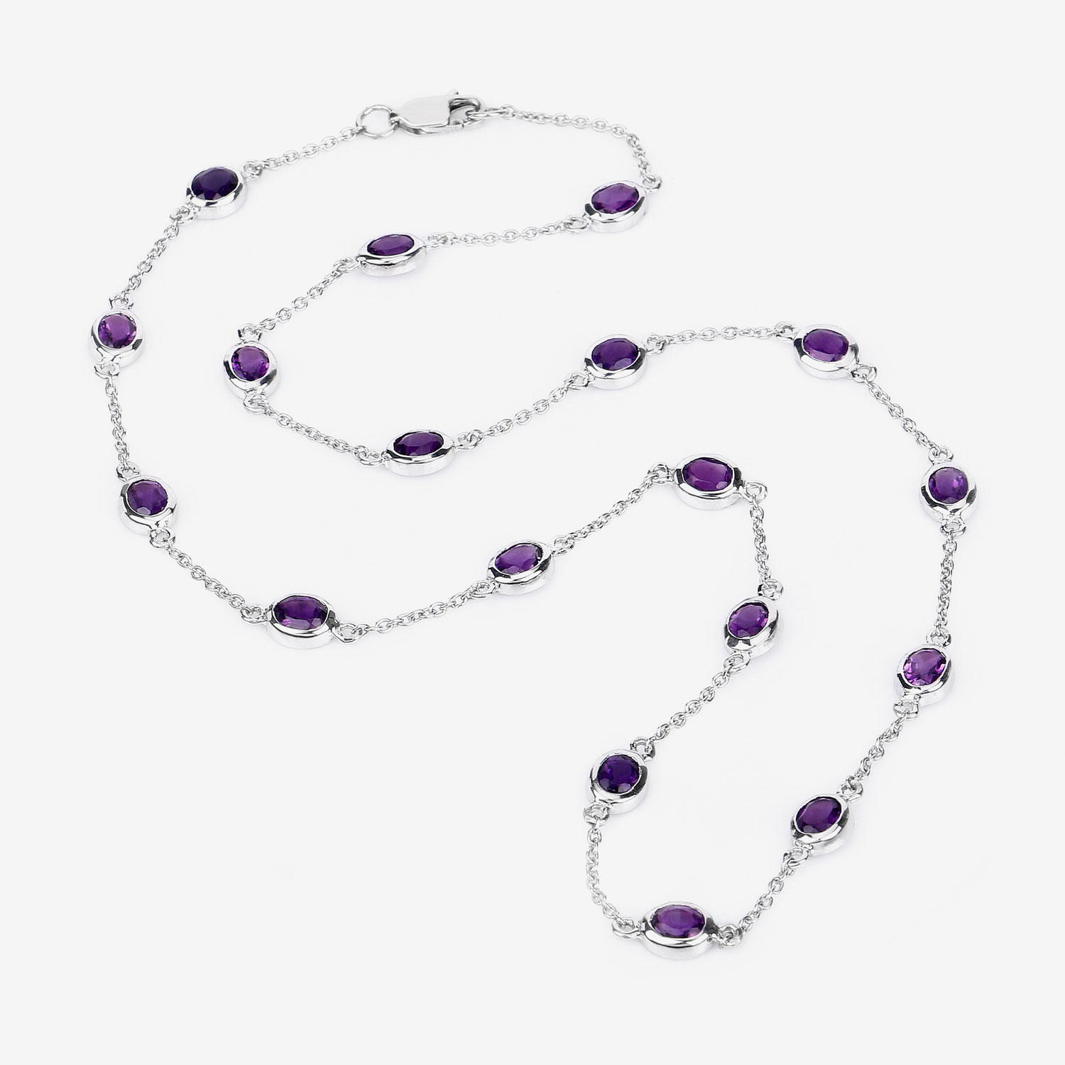 6.12 Carat Genuine Amethyst .925 Sterling Silver Necklace
