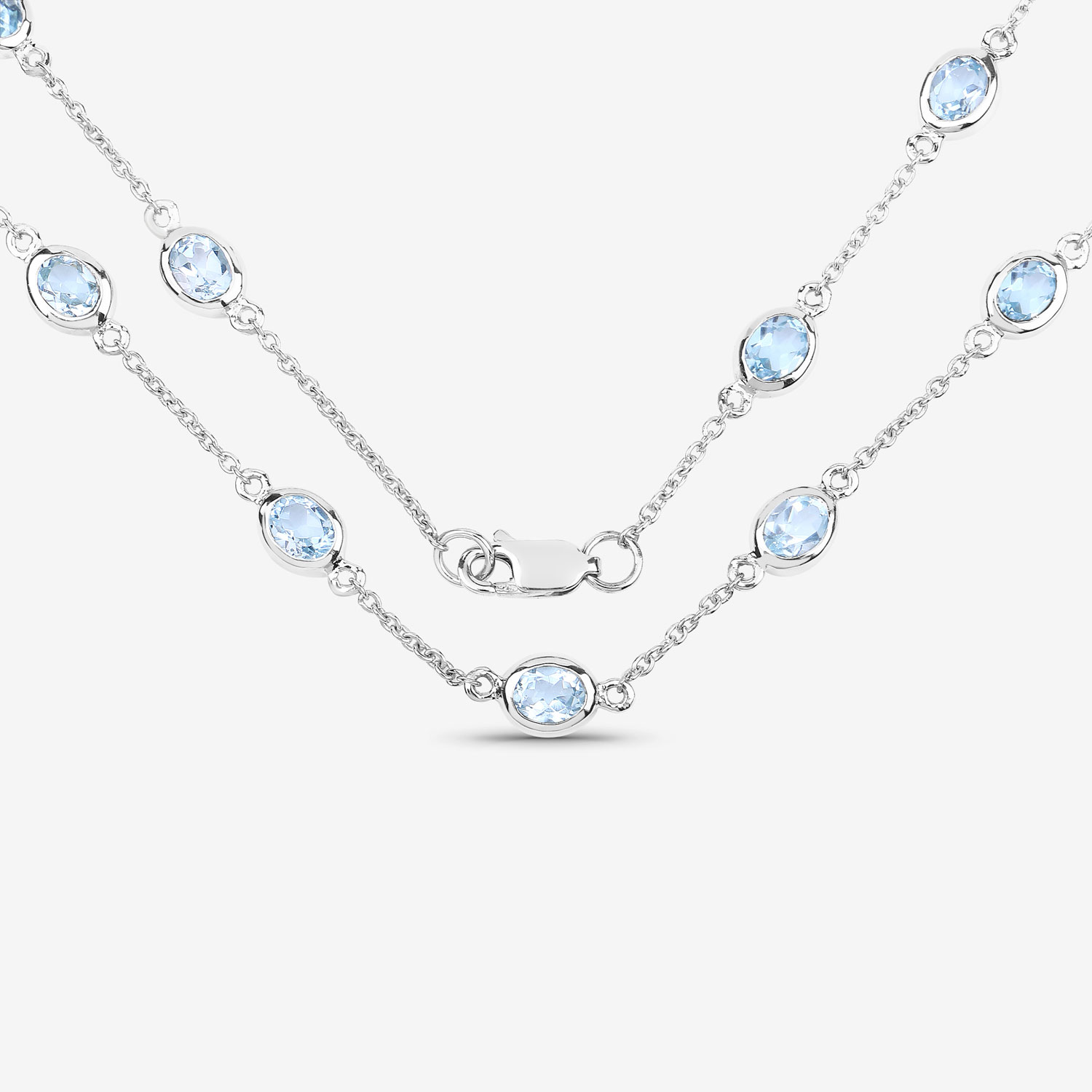 6.48 Carat Genuine Blue Topaz .925 Sterling Silver Necklace