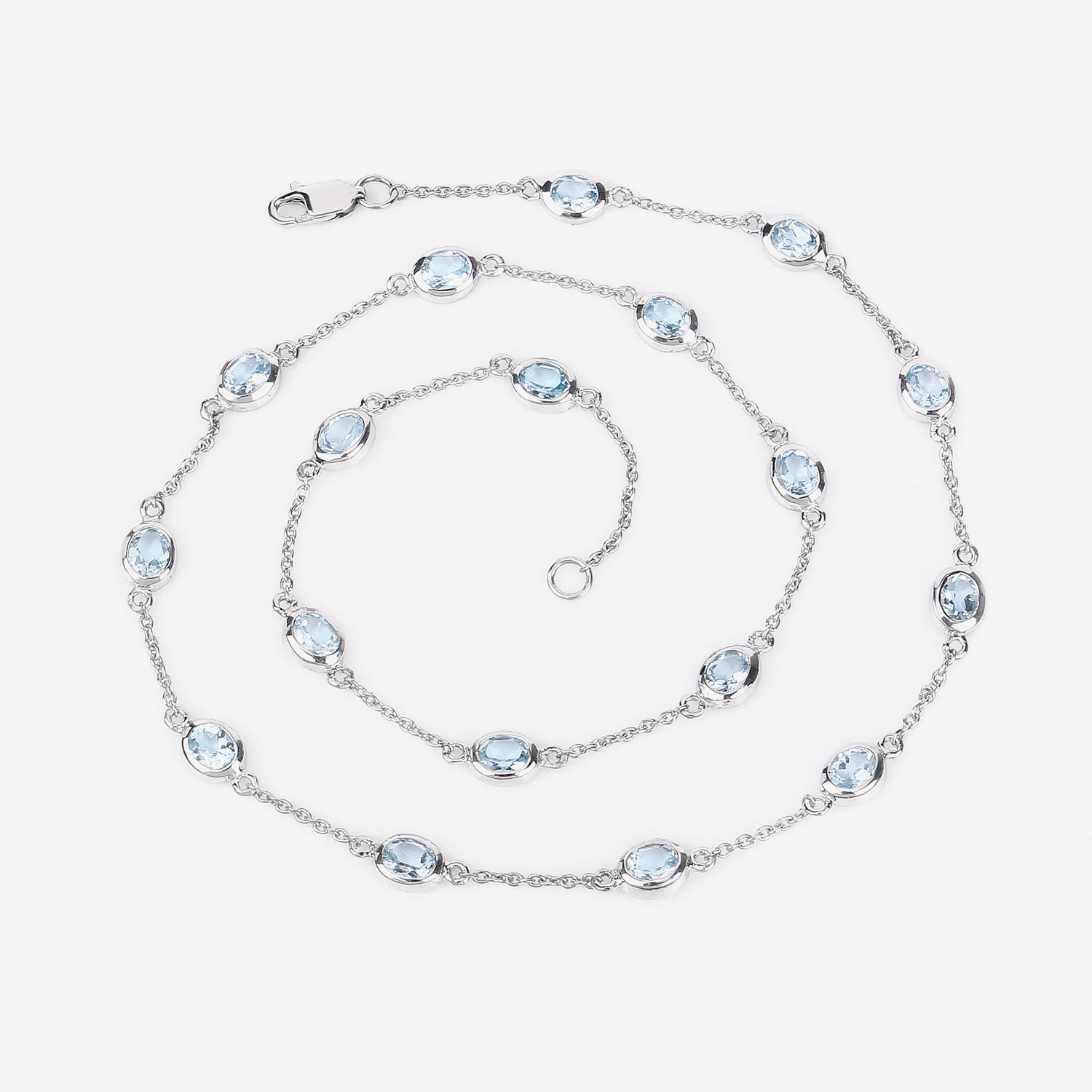 6.48 Carat Genuine Blue Topaz .925 Sterling Silver Necklace