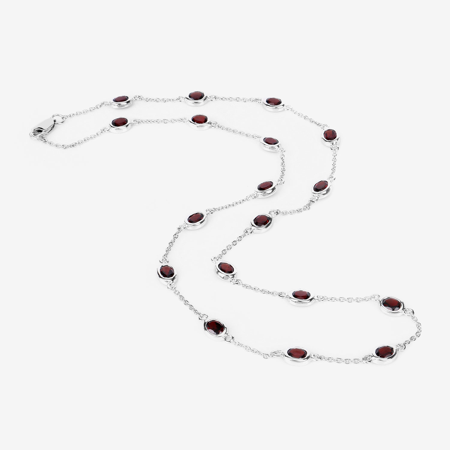 8.10 Carat Genuine Garnet .925 Sterling Silver Necklace