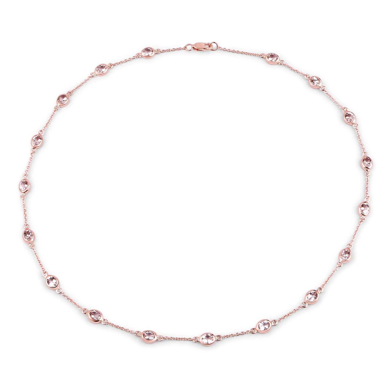 14K Rose Gold Plated 4.50 Carat Genuine Morganite .925 Sterling Silver Necklace