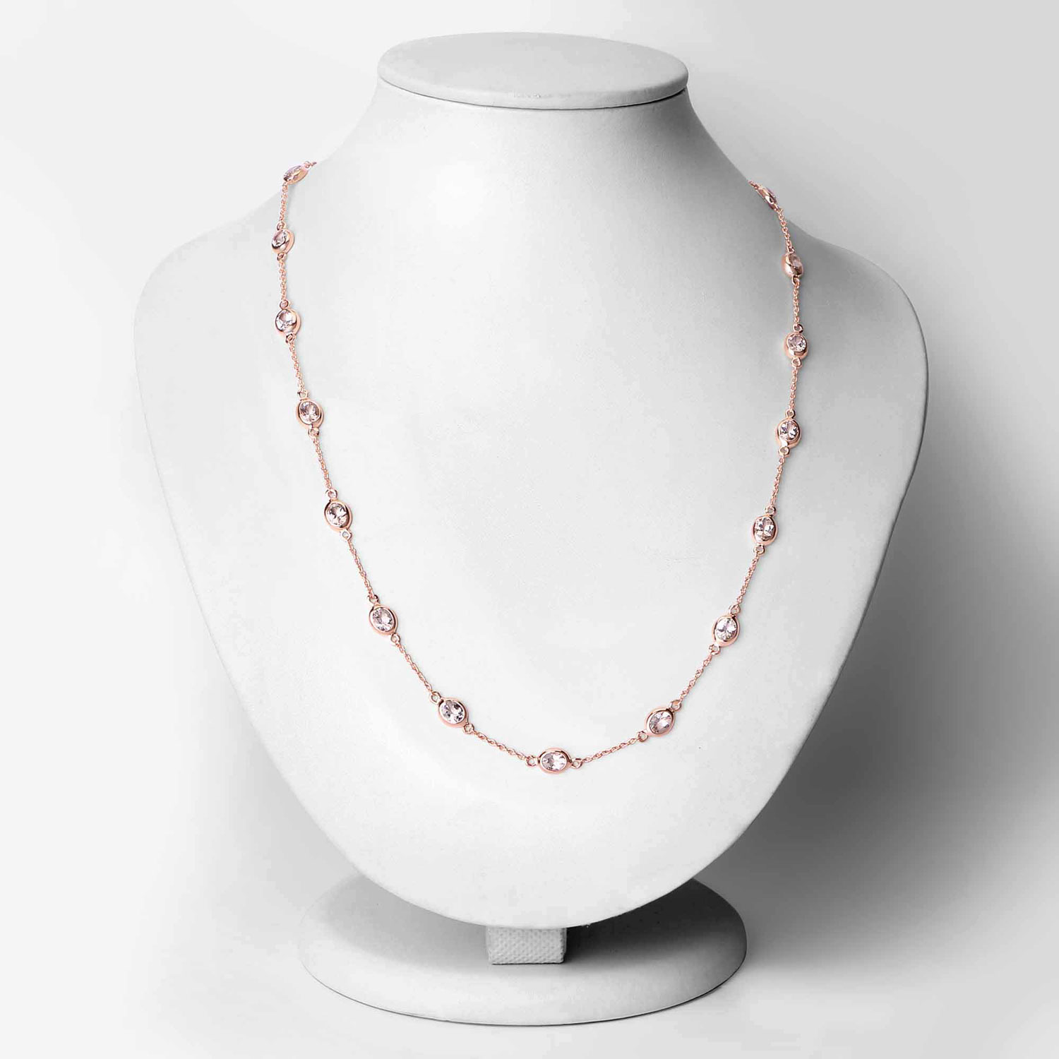 14K Rose Gold Plated 4.50 Carat Genuine Morganite .925 Sterling Silver Necklace