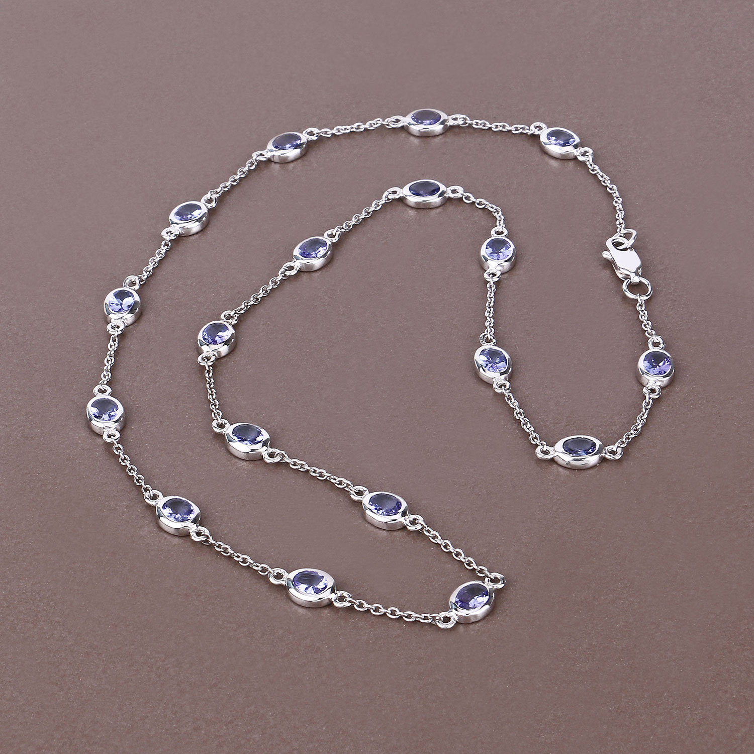 5.94 Carat Genuine Tanzanite .925 Sterling Silver Necklace