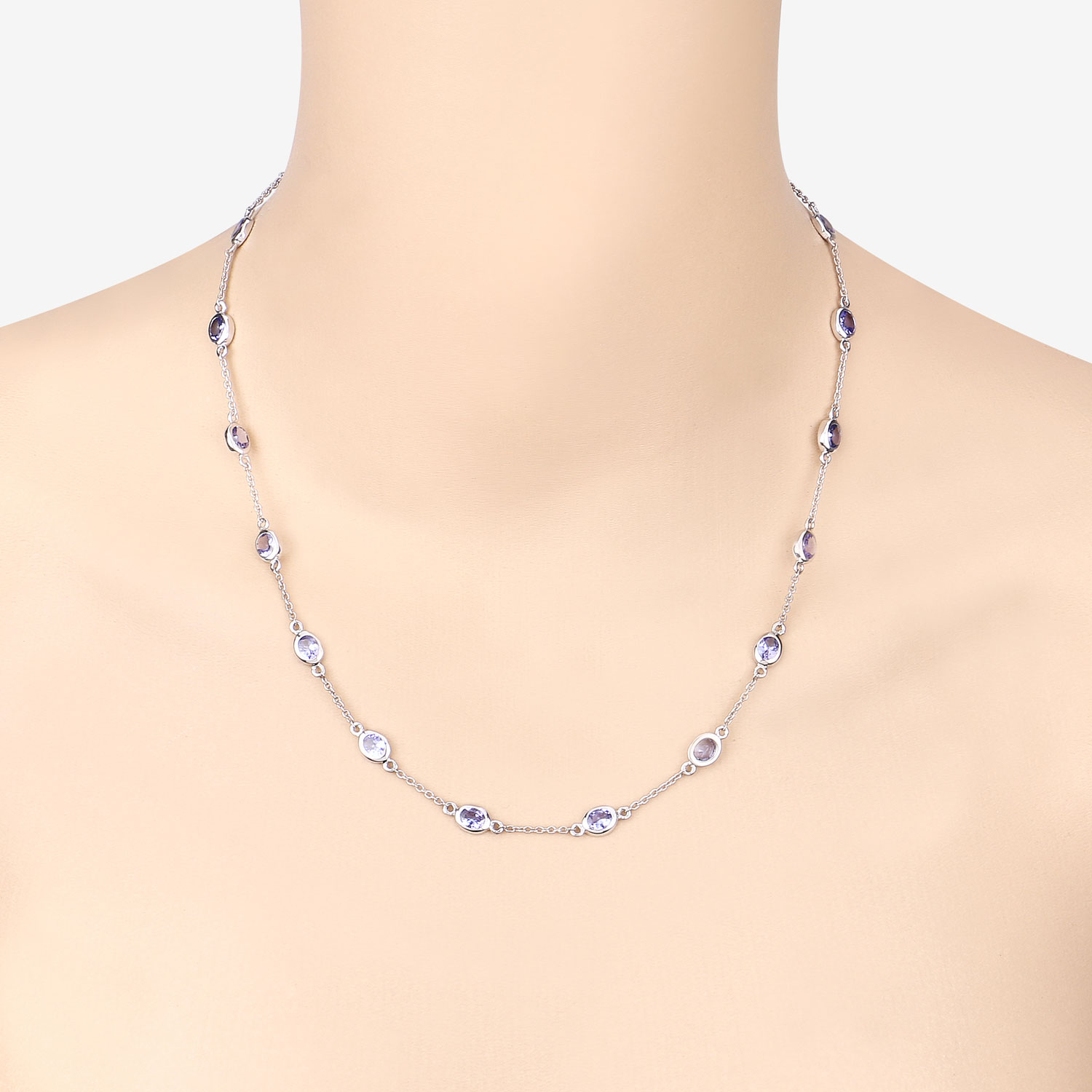 5.94 Carat Genuine Tanzanite .925 Sterling Silver Necklace