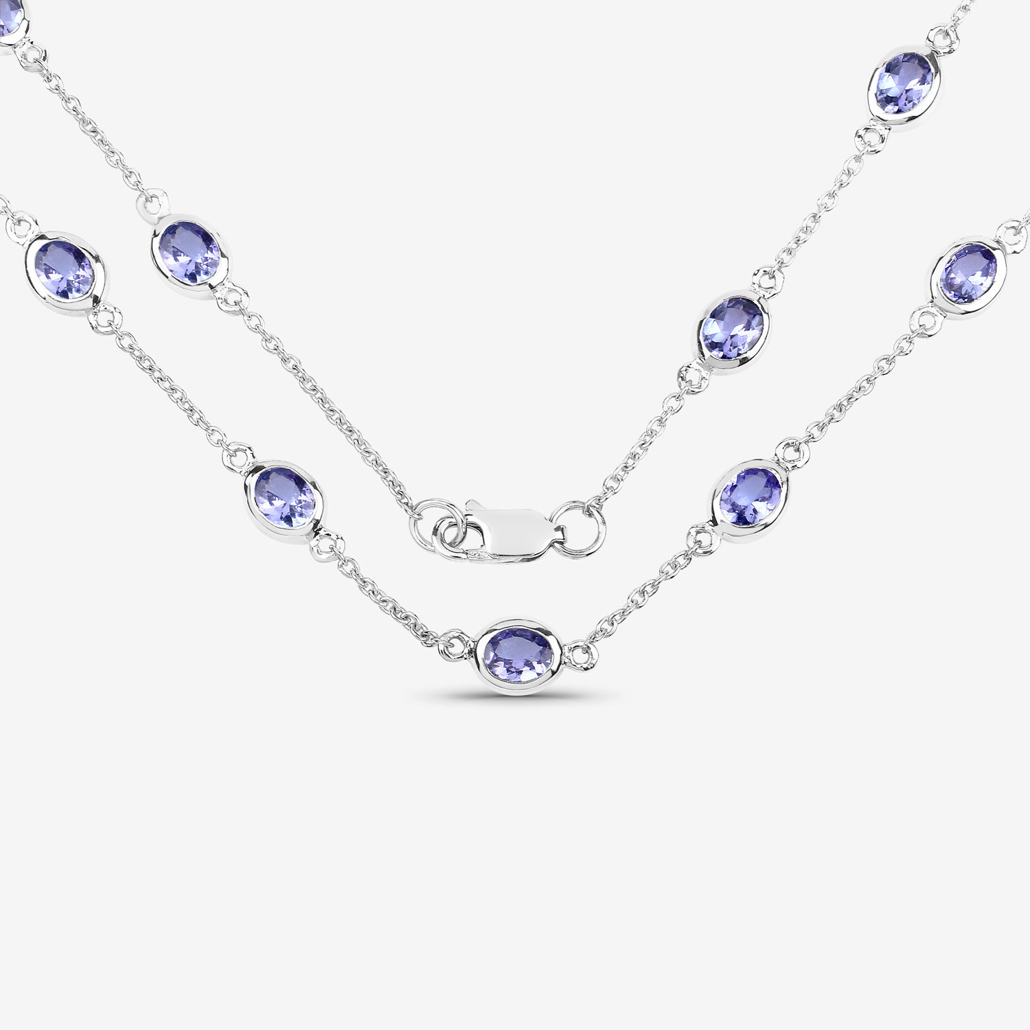 5.94 Carat Genuine Tanzanite .925 Sterling Silver Necklace