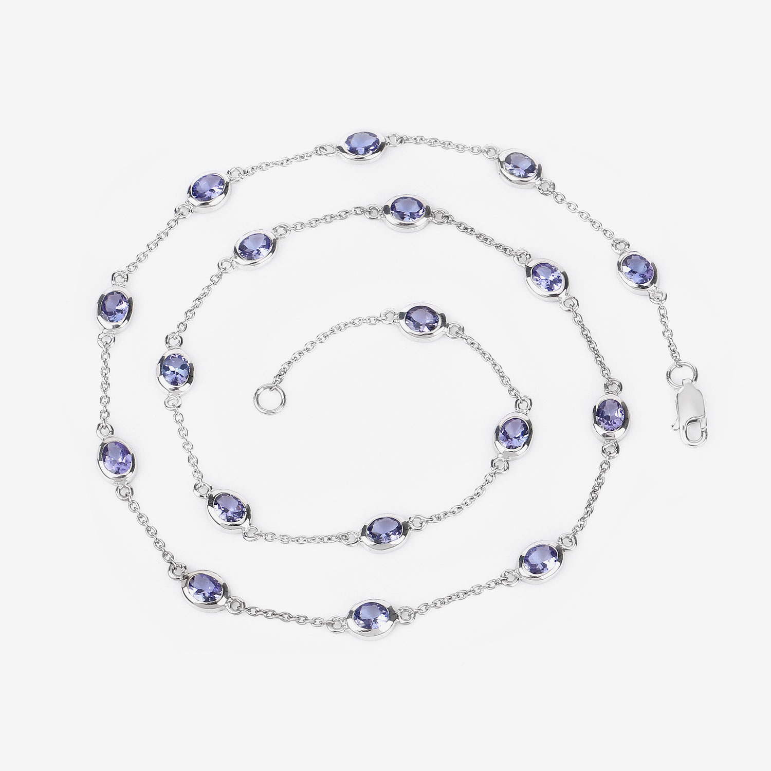 5.94 Carat Genuine Tanzanite .925 Sterling Silver Necklace